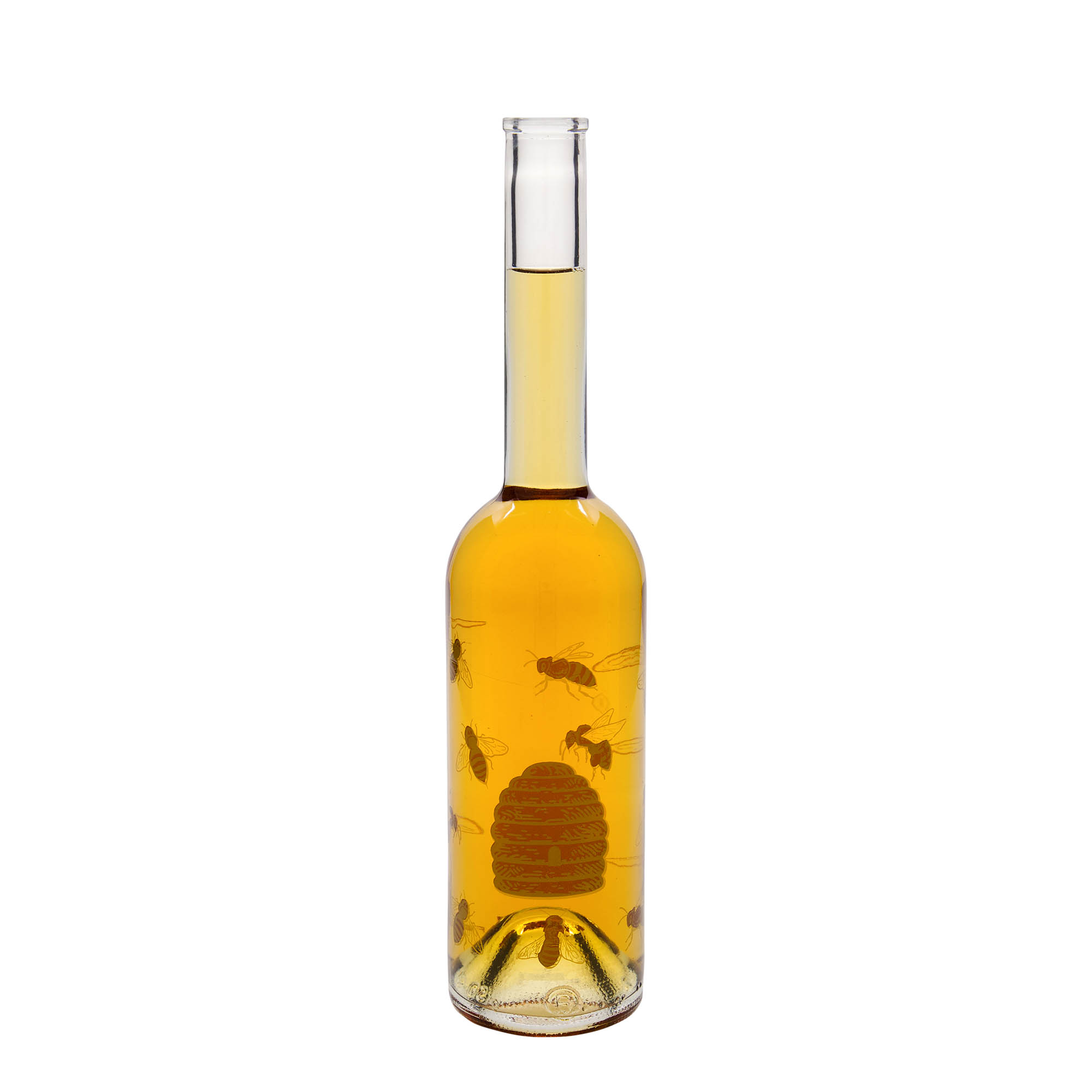 500 ml glass bottle 'Opera', motif: bees, opening: cork