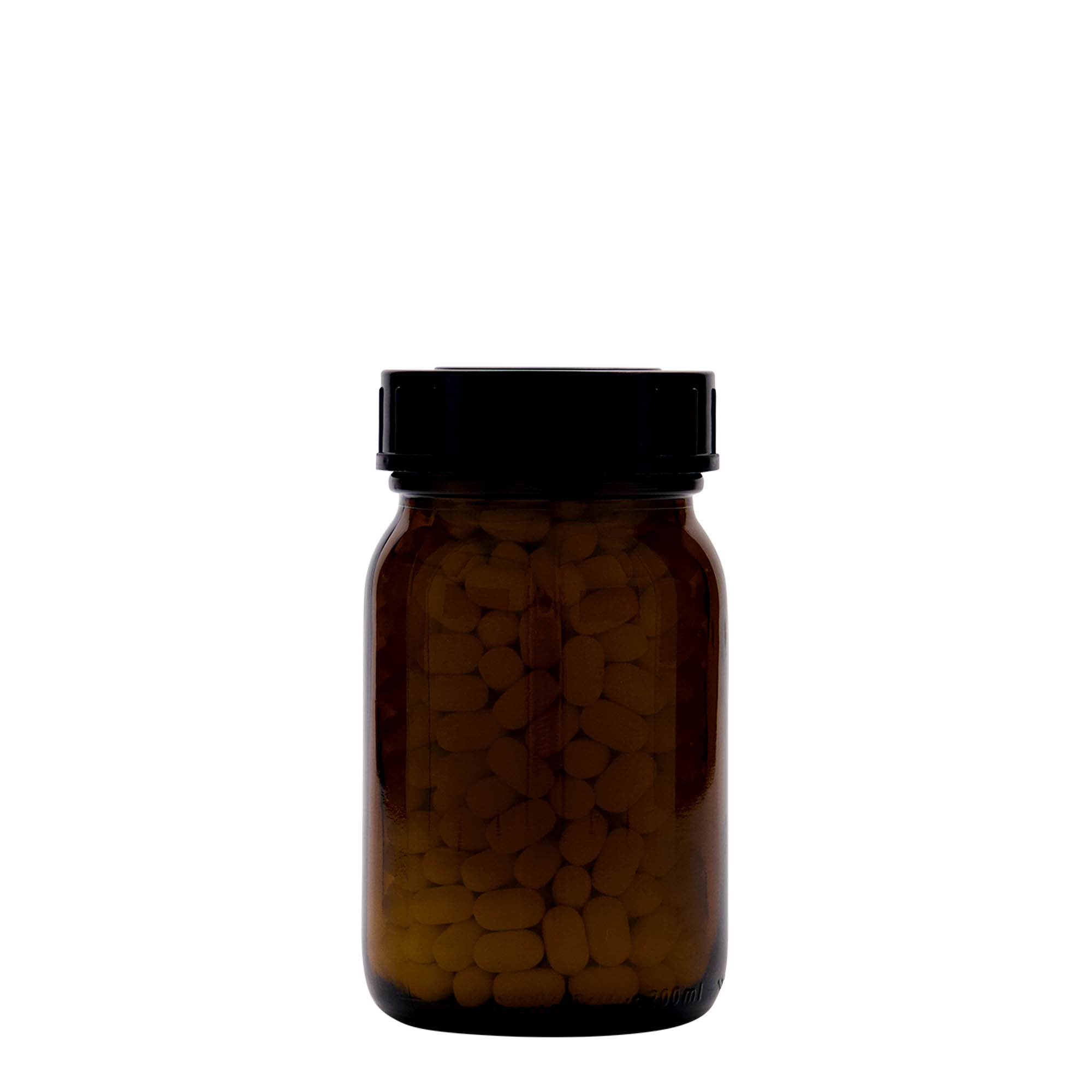 200 ml wide-neck glass, brown, opening: DIN 55 200 ml wide-neck glass, brown, opening: DIN 55