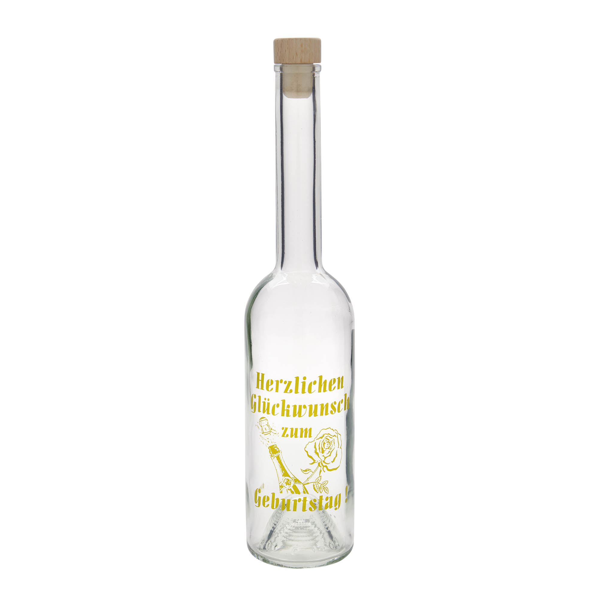 500 ml glass bottle 'Opera', design: birthday bottle, opening: cork