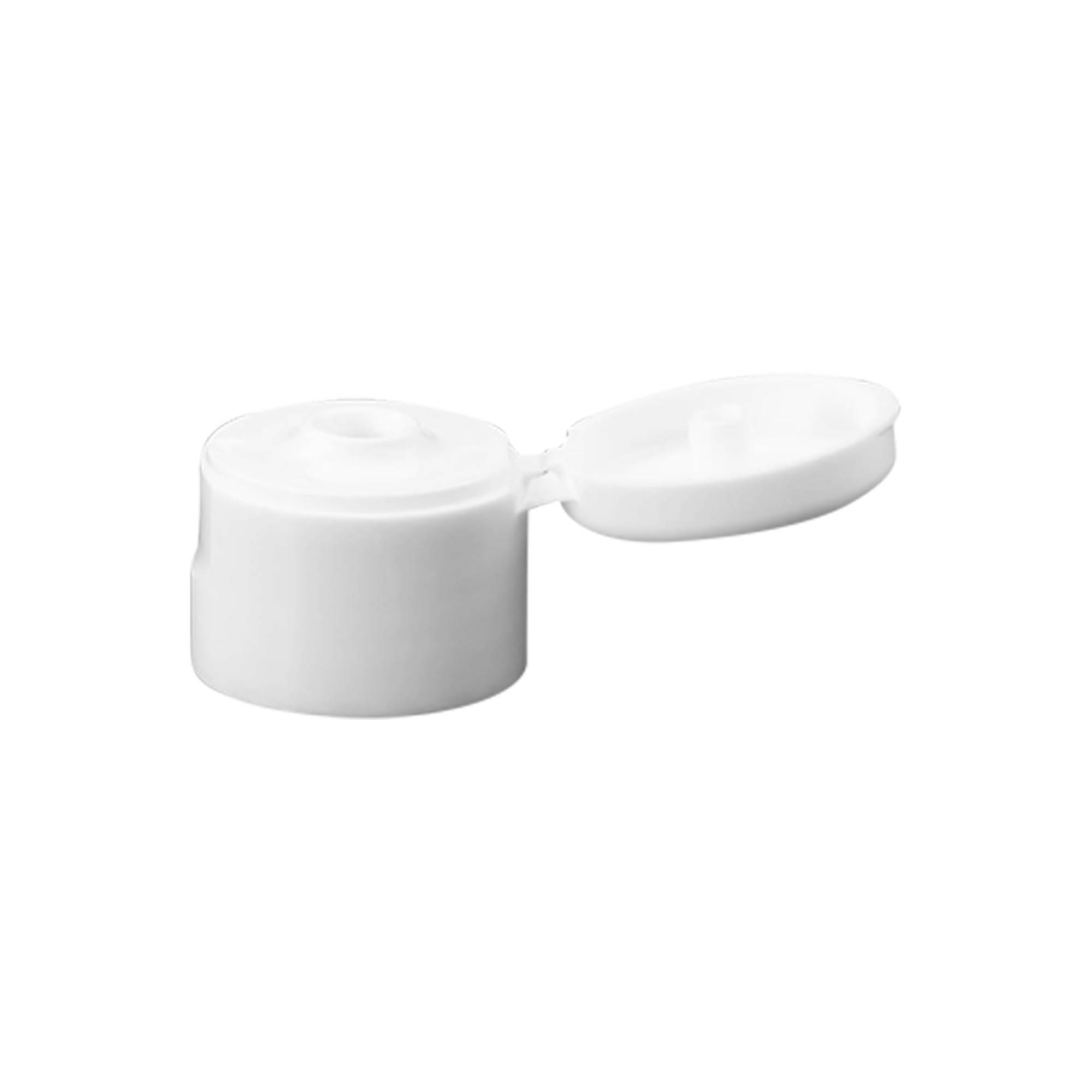 Screw cap with hinge, white PP plastic, for neck: 24/410