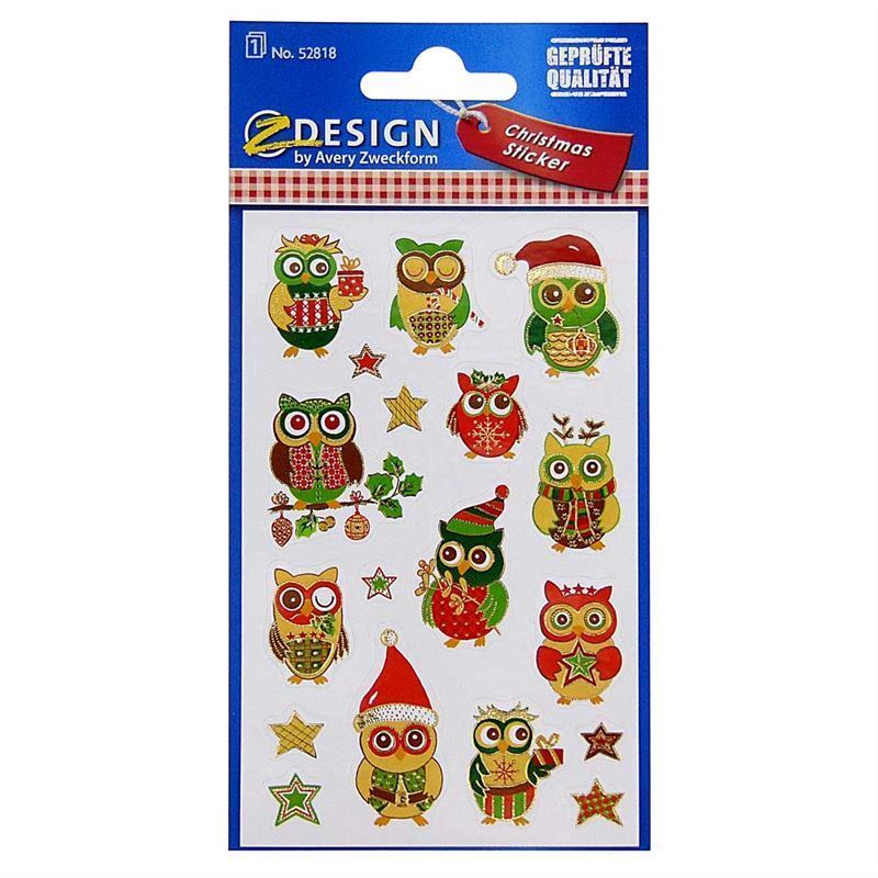 Zweckform Stickers 'Christmas Owls', paper, multicoloured