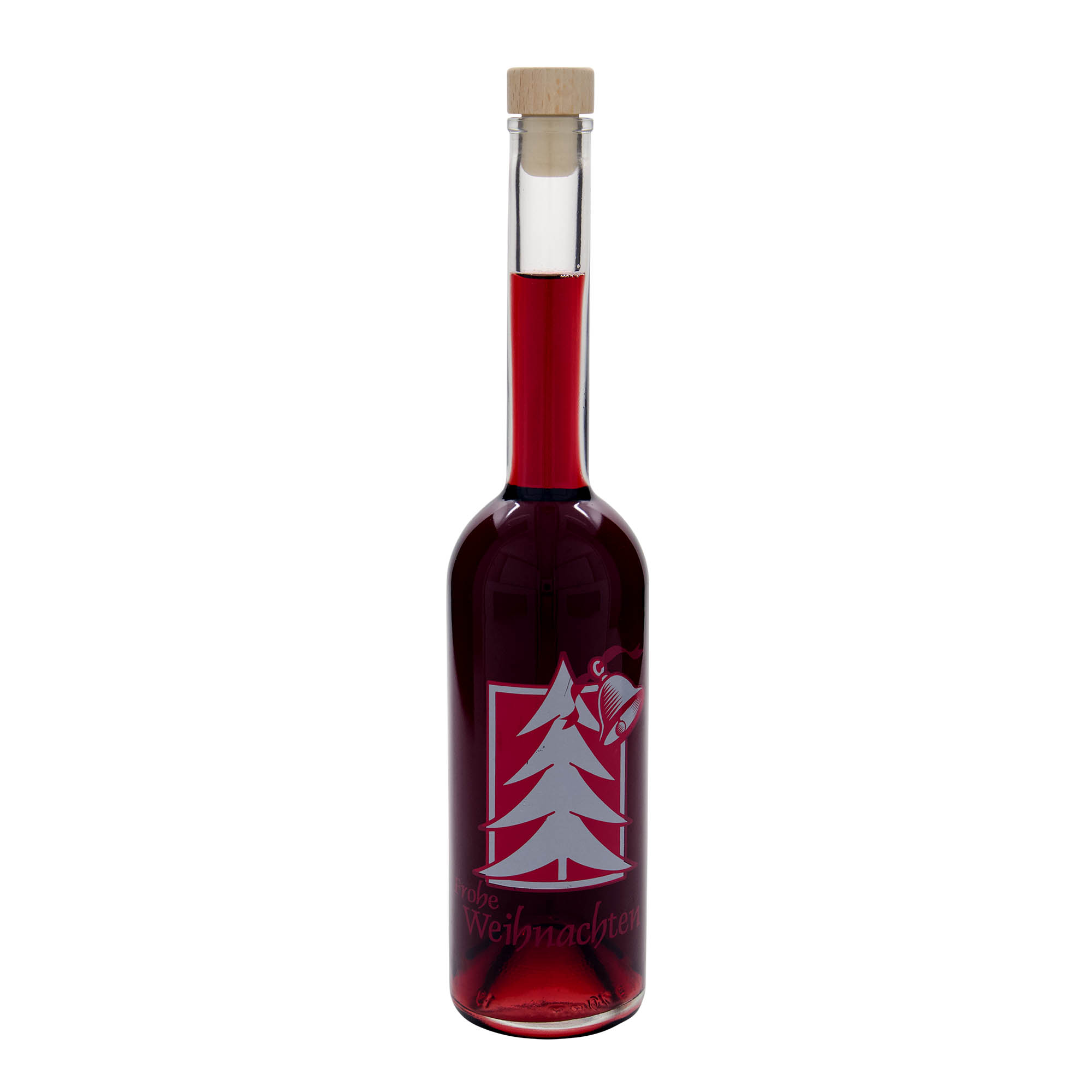 500 ml glass bottle 'Opera', print: Christmas greetings, closure: cork