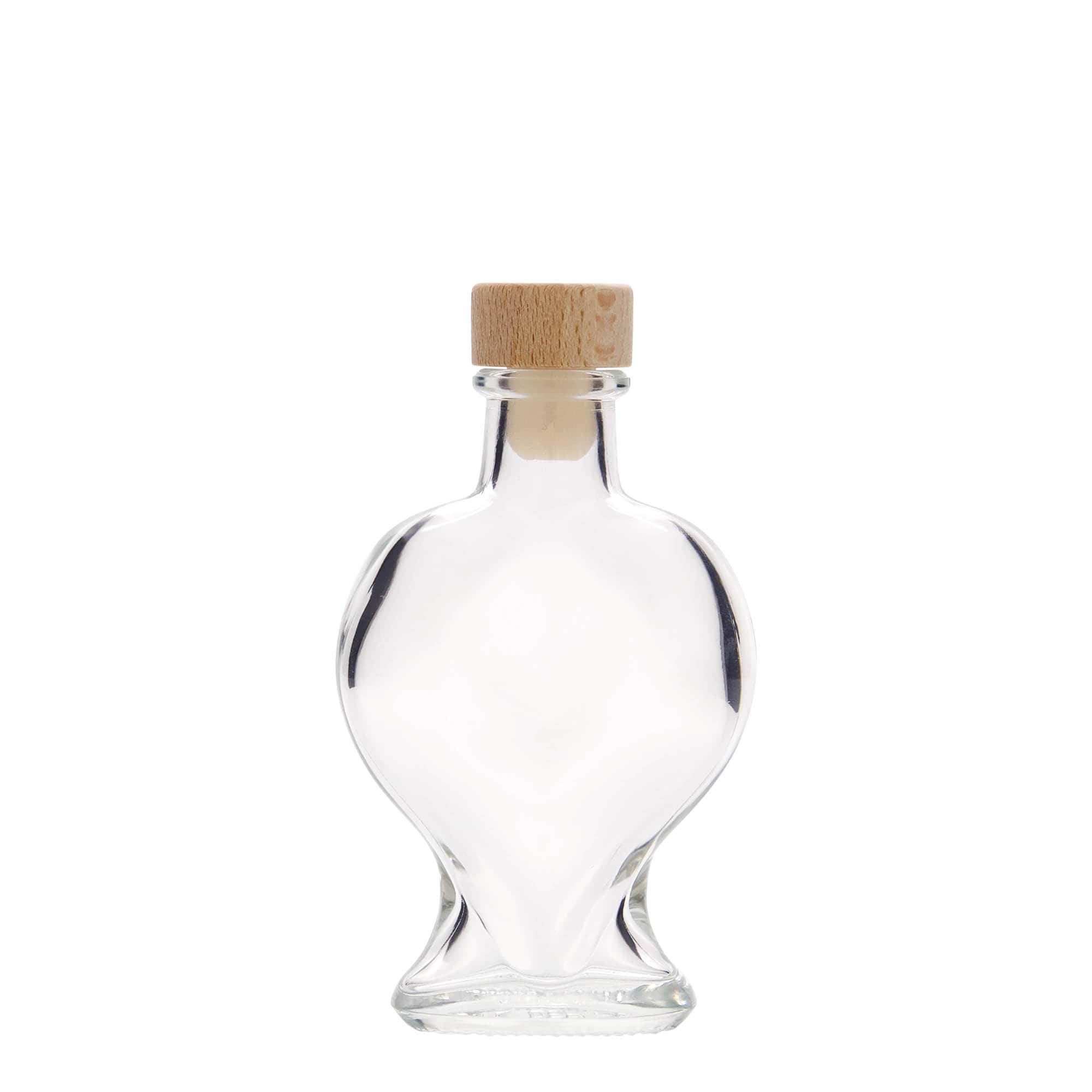 100 ml glass bottle ‘Heart’, opening: cork