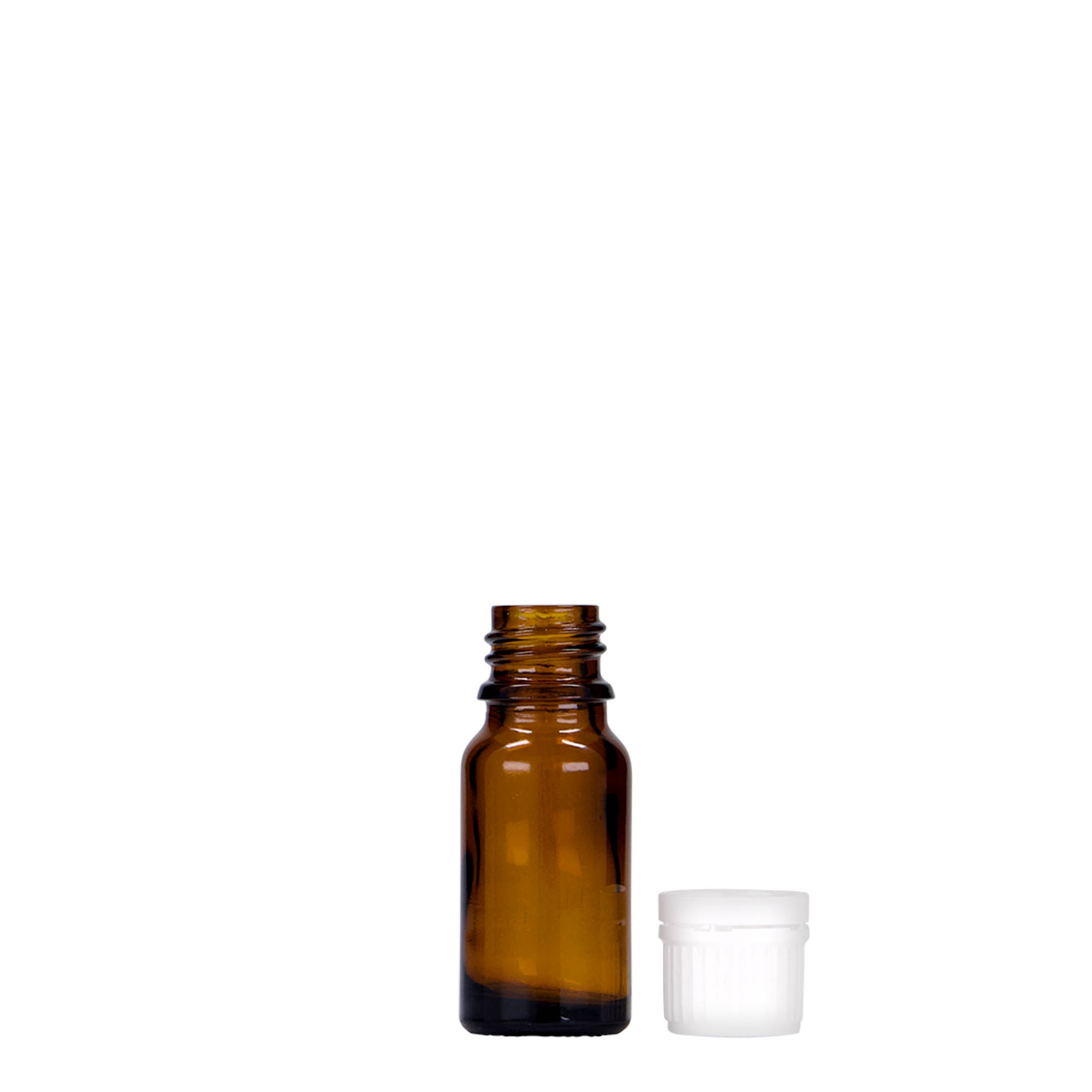 10 ml medicine bottle, glass, brown, opening: DIN 18