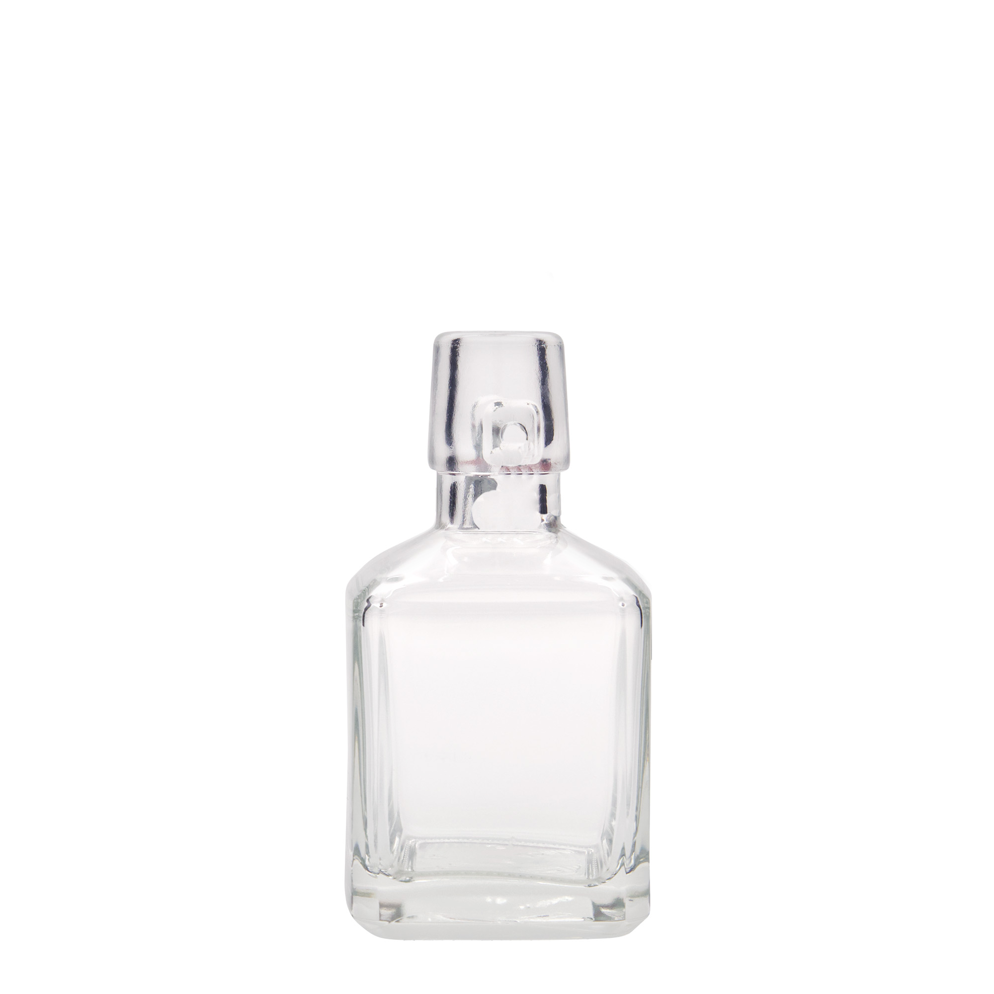 200 ml glass bottle ‘Kubica’, square, opening: swing top closure