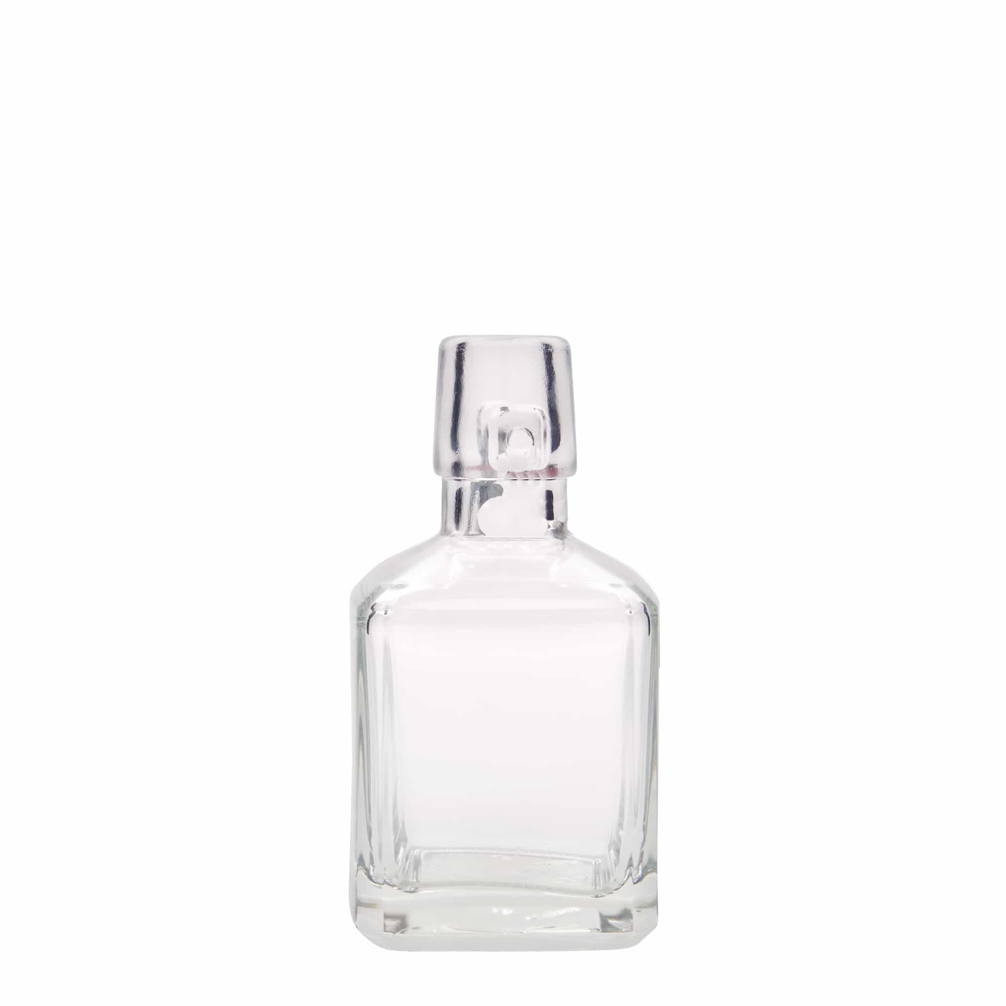 200 ml glass bottle ‘Kubica’, square, opening: swing top closure