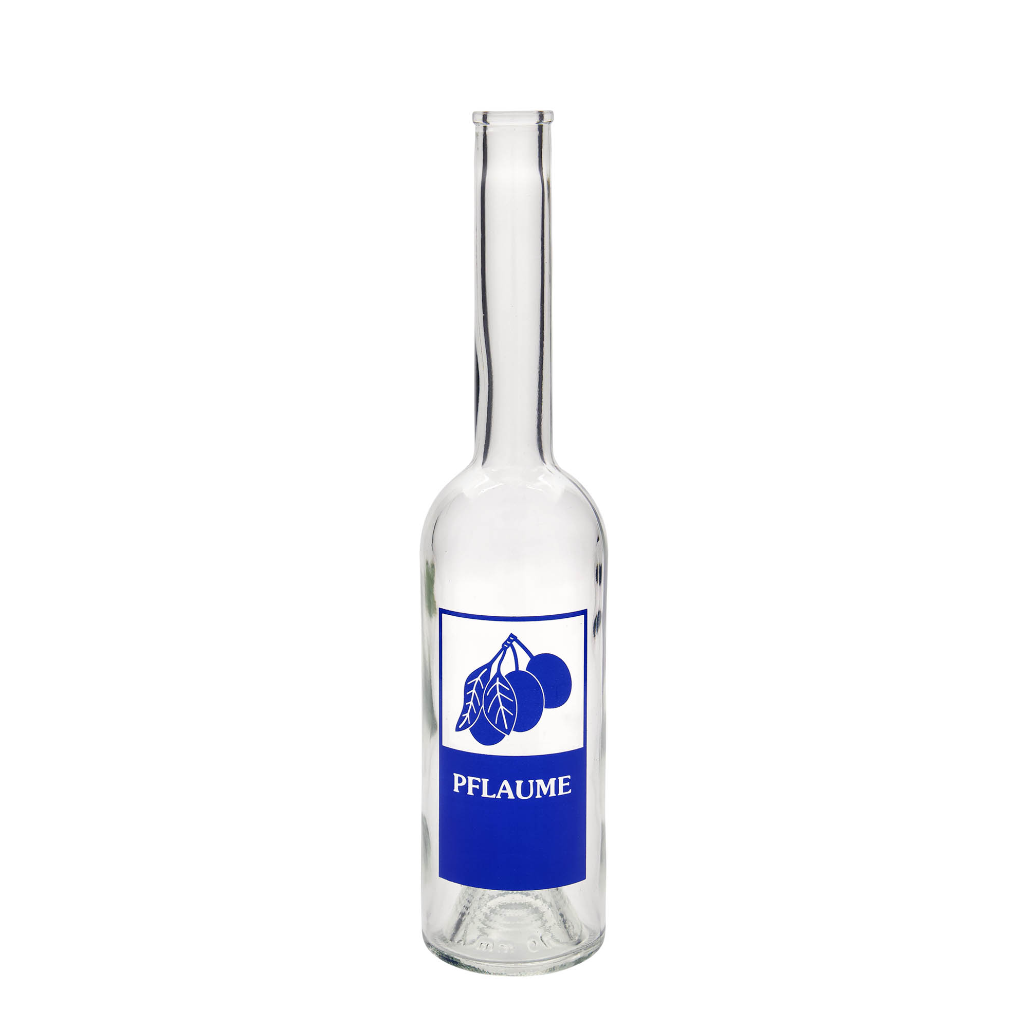 500 ml glass bottle 'Opera', motif: plum, opening: cork