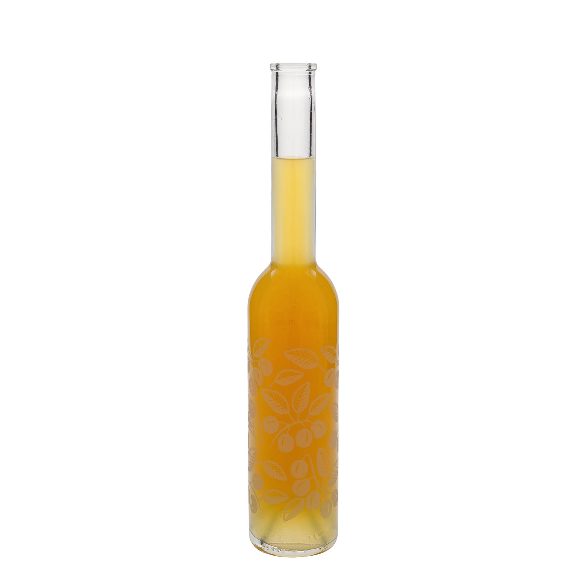 350 ml glass bottle 'Opera', design: Mirabelle plums, opening: cork