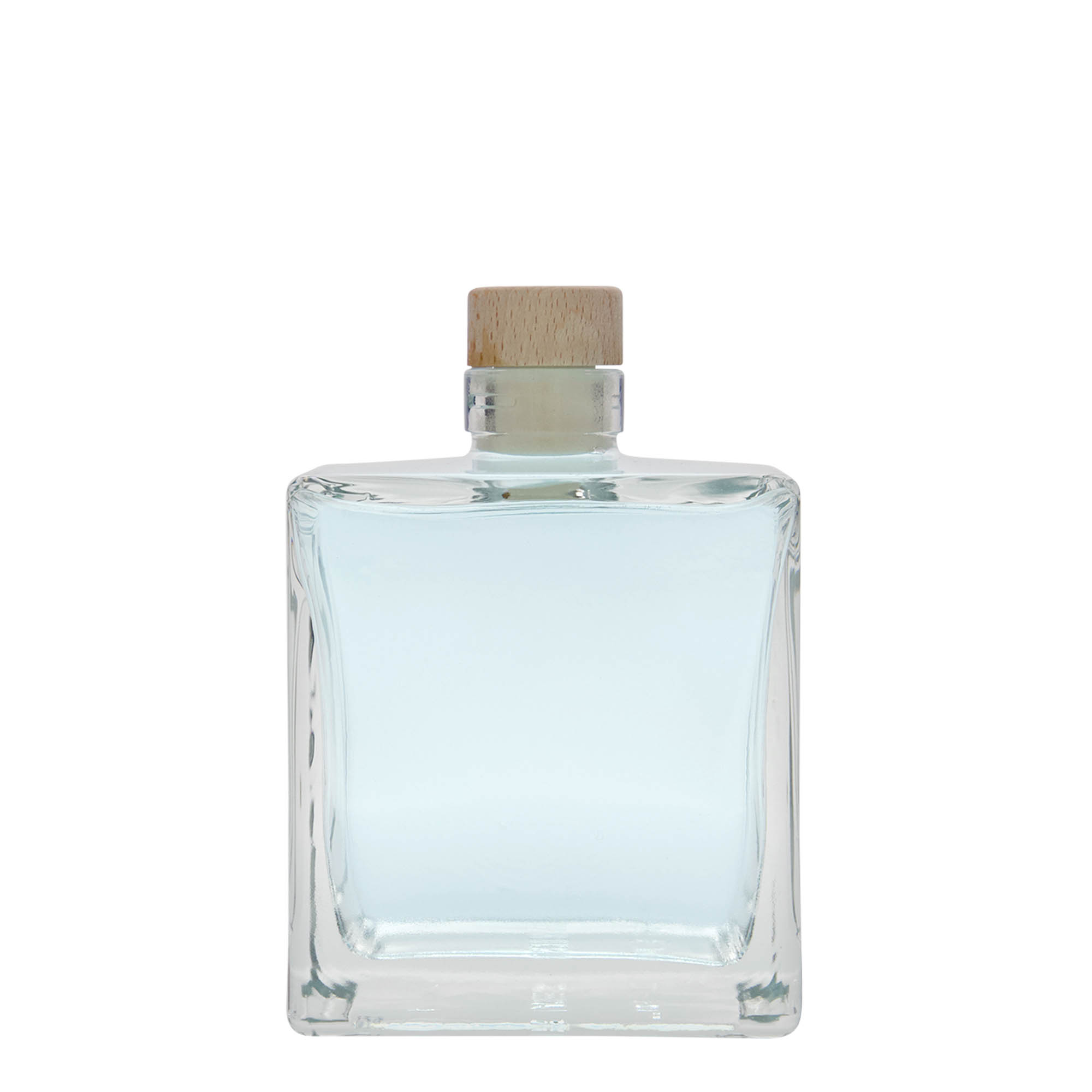500 ml glass bottle 'Cube', square, closure: cork