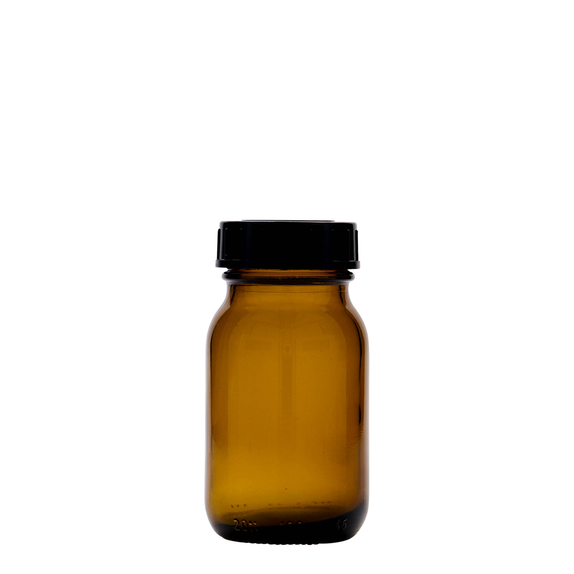 100 ml wide-neck glass, brown, opening: DIN 40 100 ml wide-neck glass, brown, opening: DIN 40