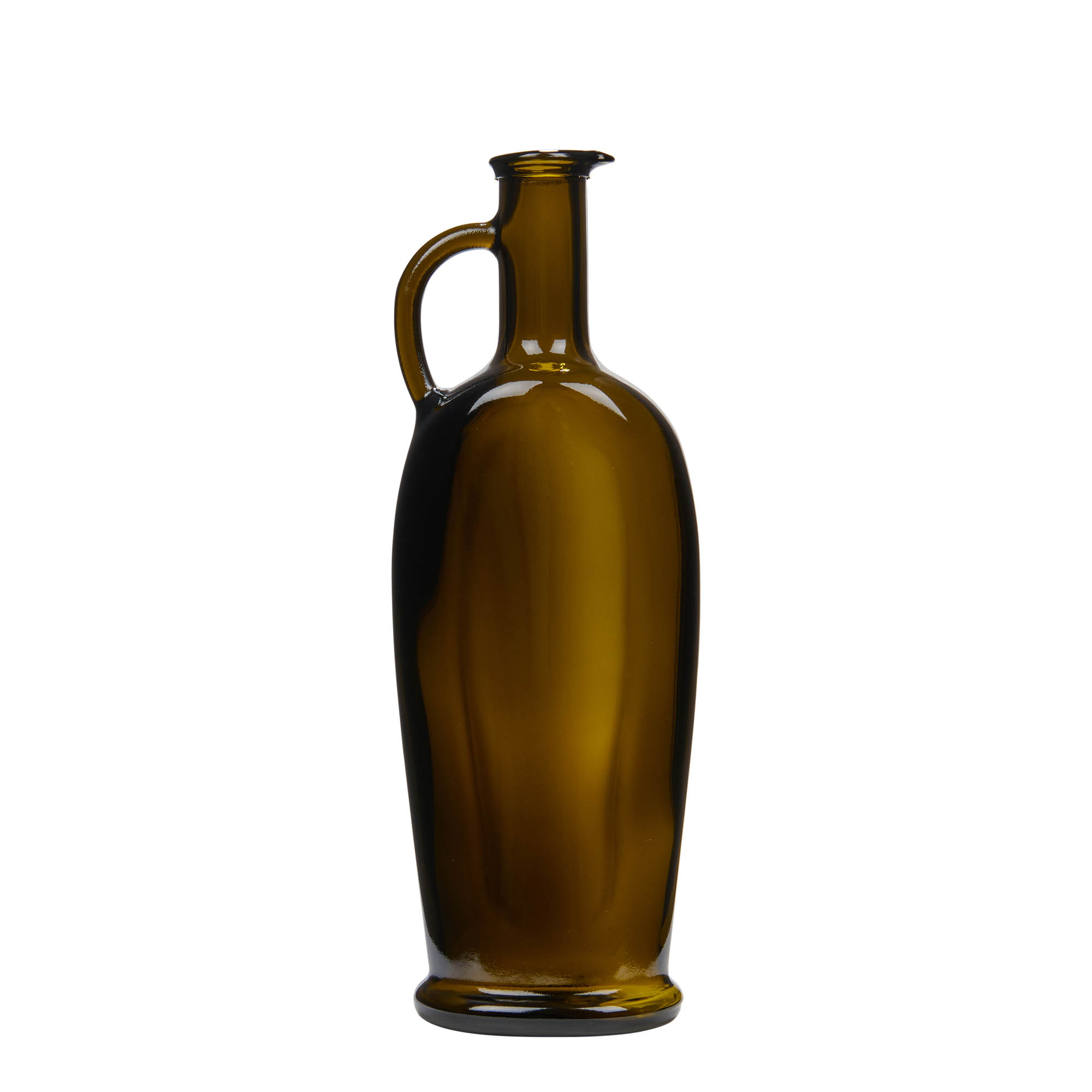 500 ml glass bottle 'Eleganta', oval, antique green, opening: cork