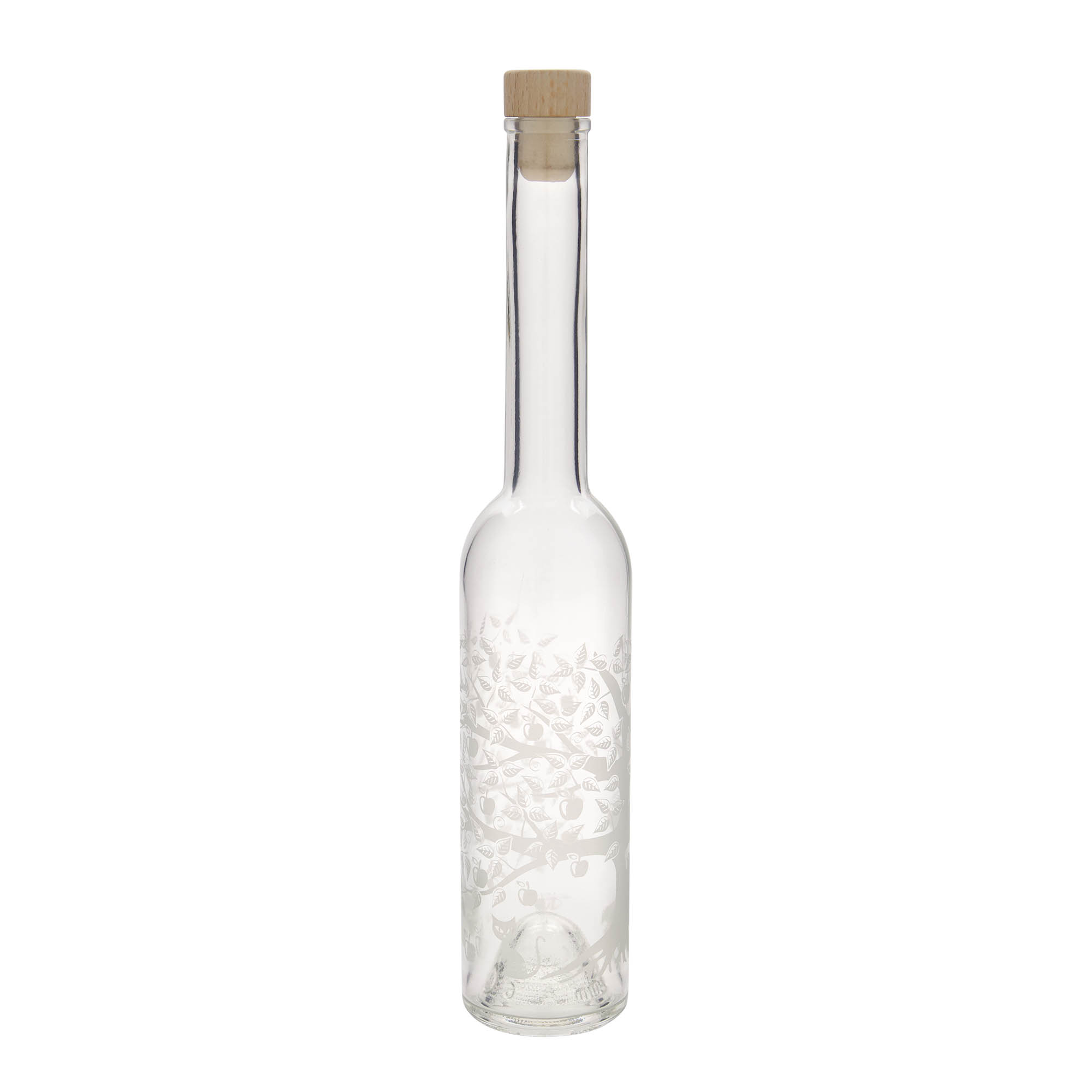 350 ml glass bottle 'Opera', motif: apple tree, opening: cork 350 ml glass bottle 'Opera', motif: apple tree, opening: cork