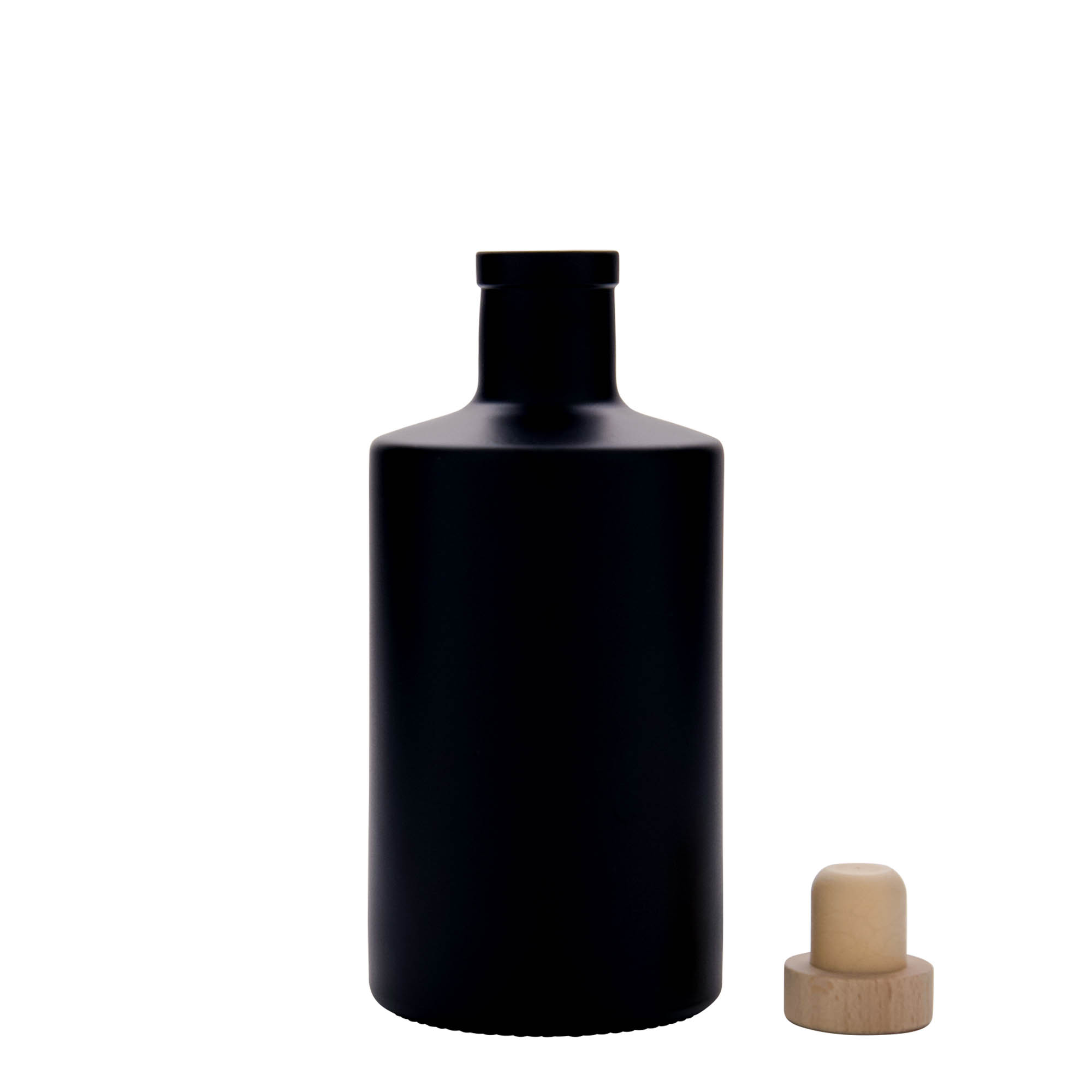 500 ml glass bottle ‘Caroline’, black, opening: cork