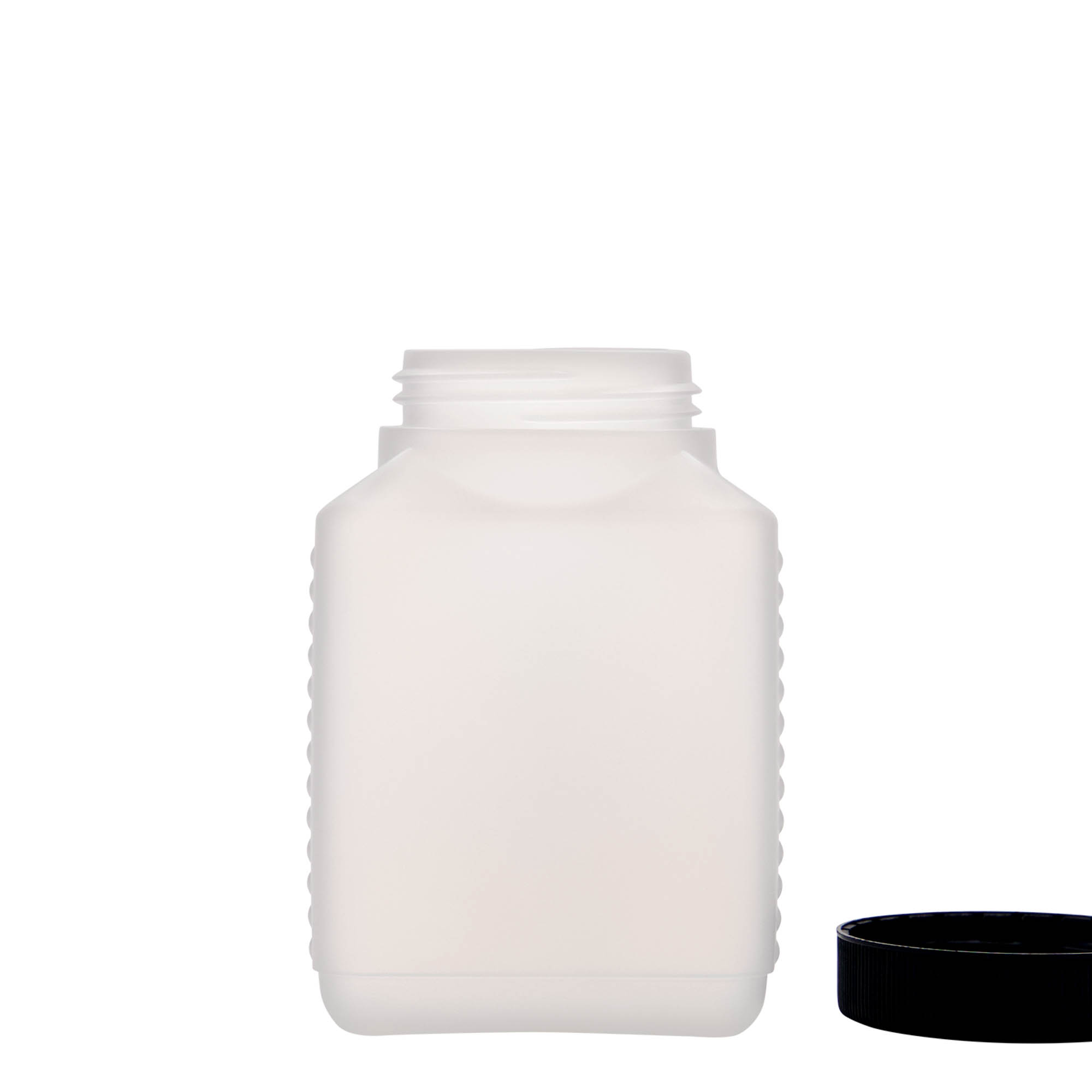 500 ml wide-neck bottle, rectangular, HDPE plastic, natural, opening: DIN 60 EPE 500 ml wide-neck bottle, rectangular, HDPE plastic, natural, opening: DIN 60 EPE