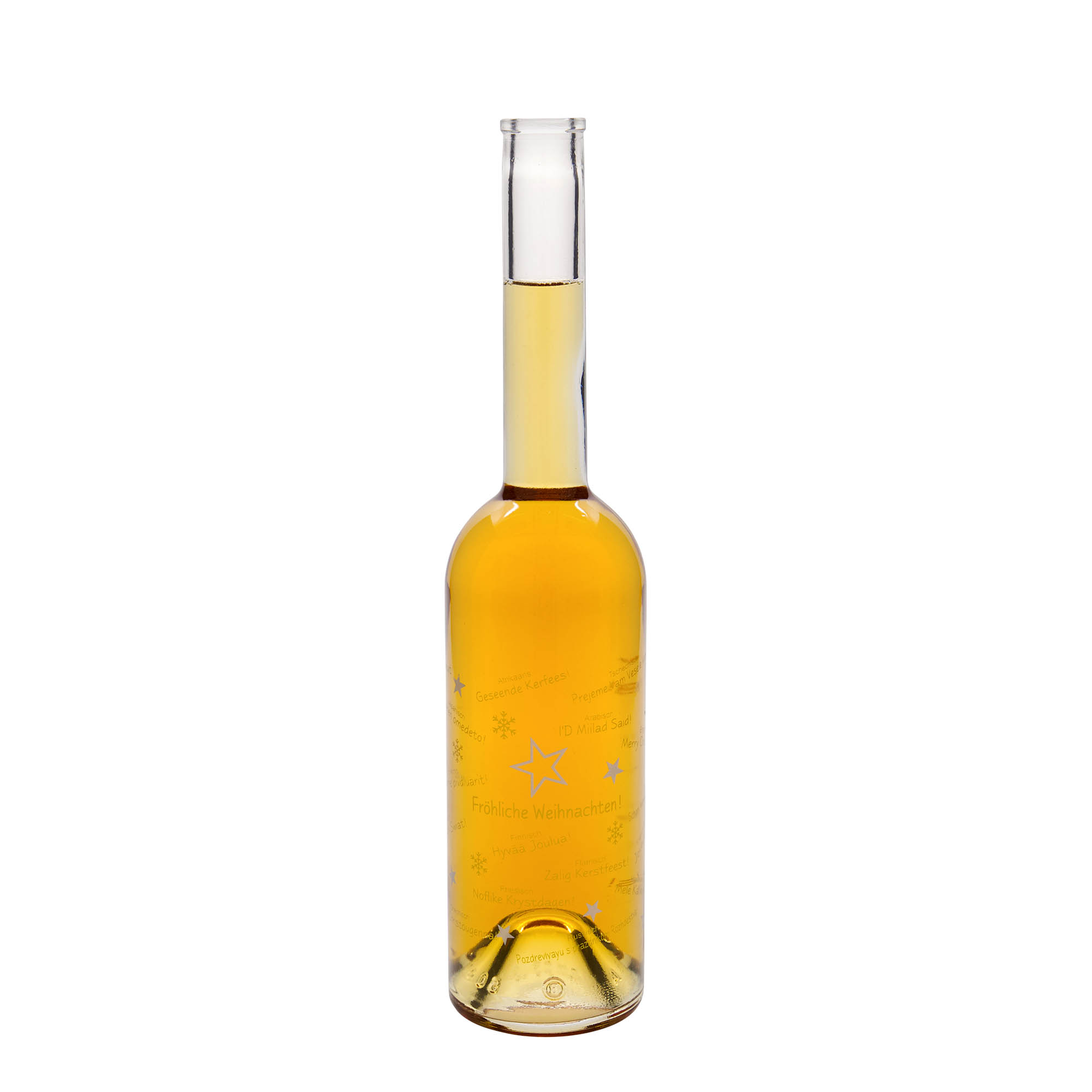 500 ml glass bottle 'Opera', motif: Christmas around the world, opening: cork