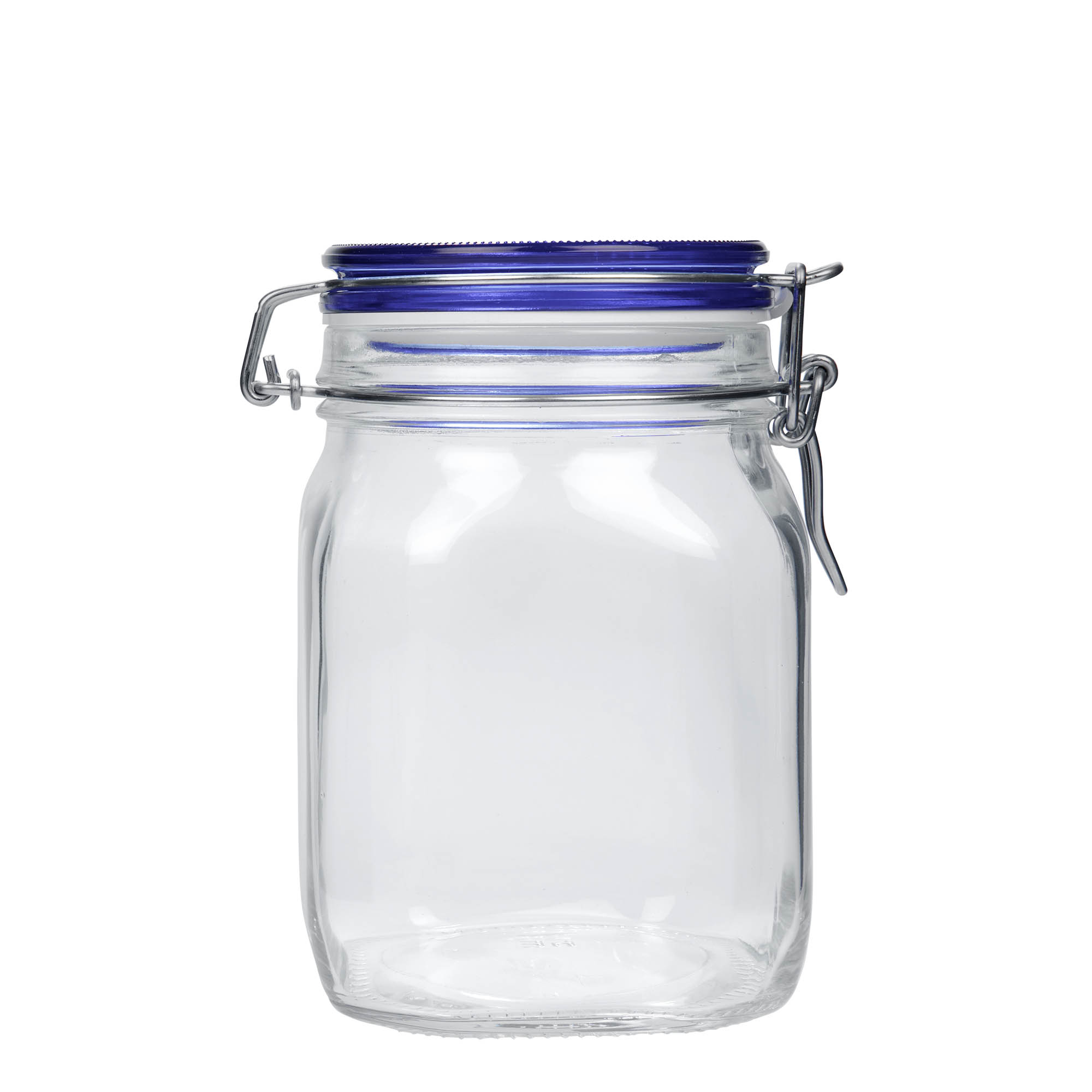 1,000 ml swing-top jar 'Fido' Blue Top, square, opening: swing-top closure