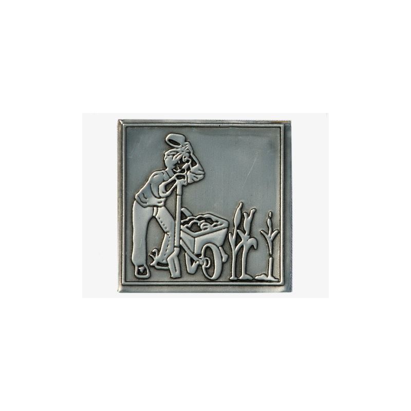 Tin label 'Gardener', square, metal, silver Tin label 'Gardener', square, metal, silver
