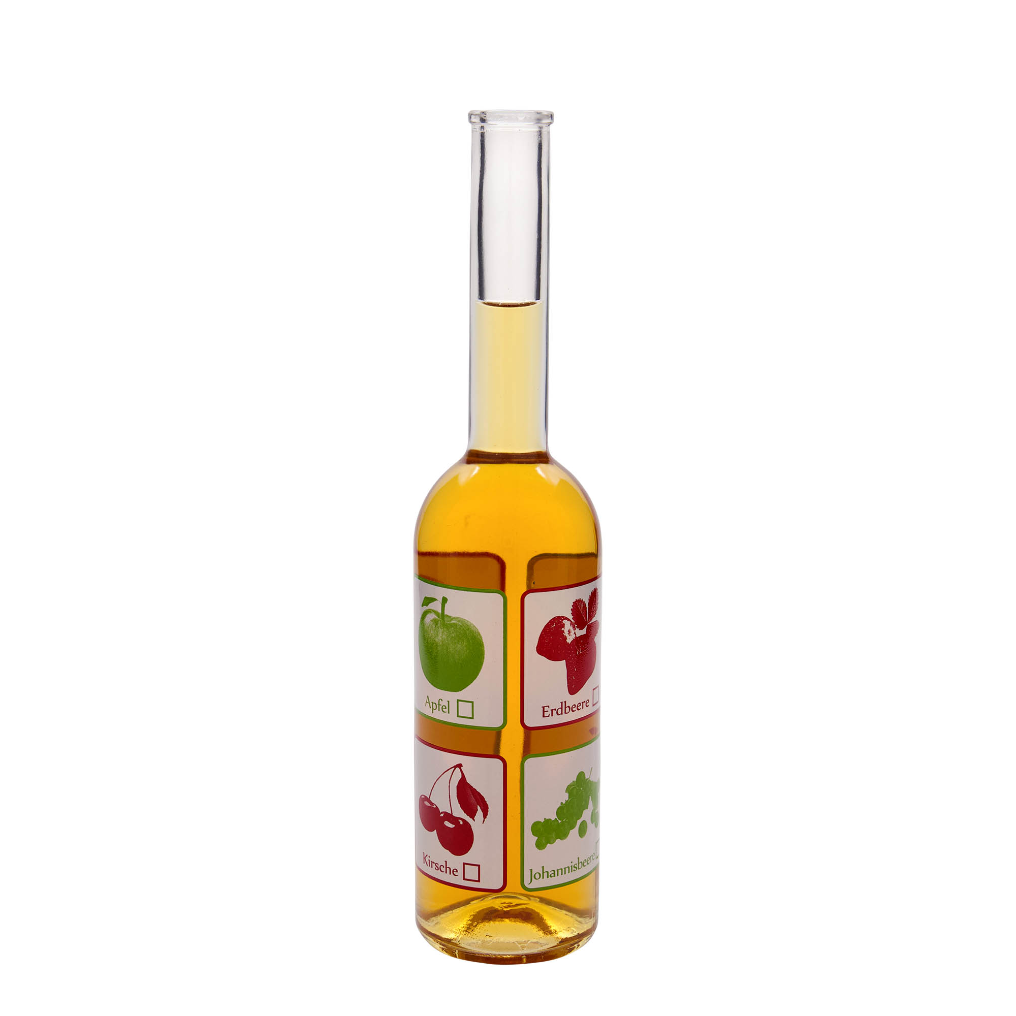 500 ml glass bottle 'Opera', design: fruits, opening: cork