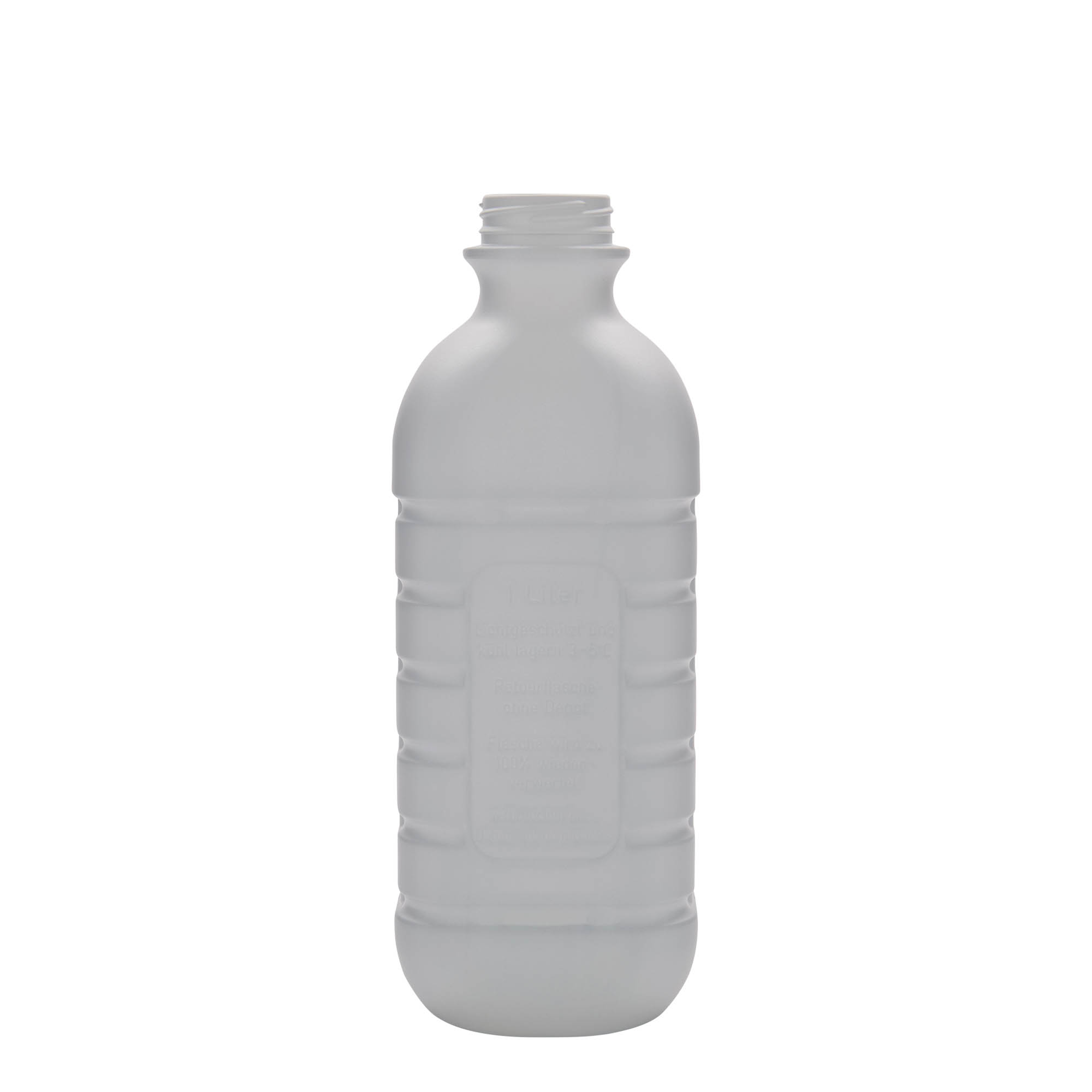 1,000 ml milk bottle, rectangular, HDPE plastic, white, closure: PEHD40 1,000 ml milk bottle, rectangular, HDPE plastic, white, closure: PEHD40
