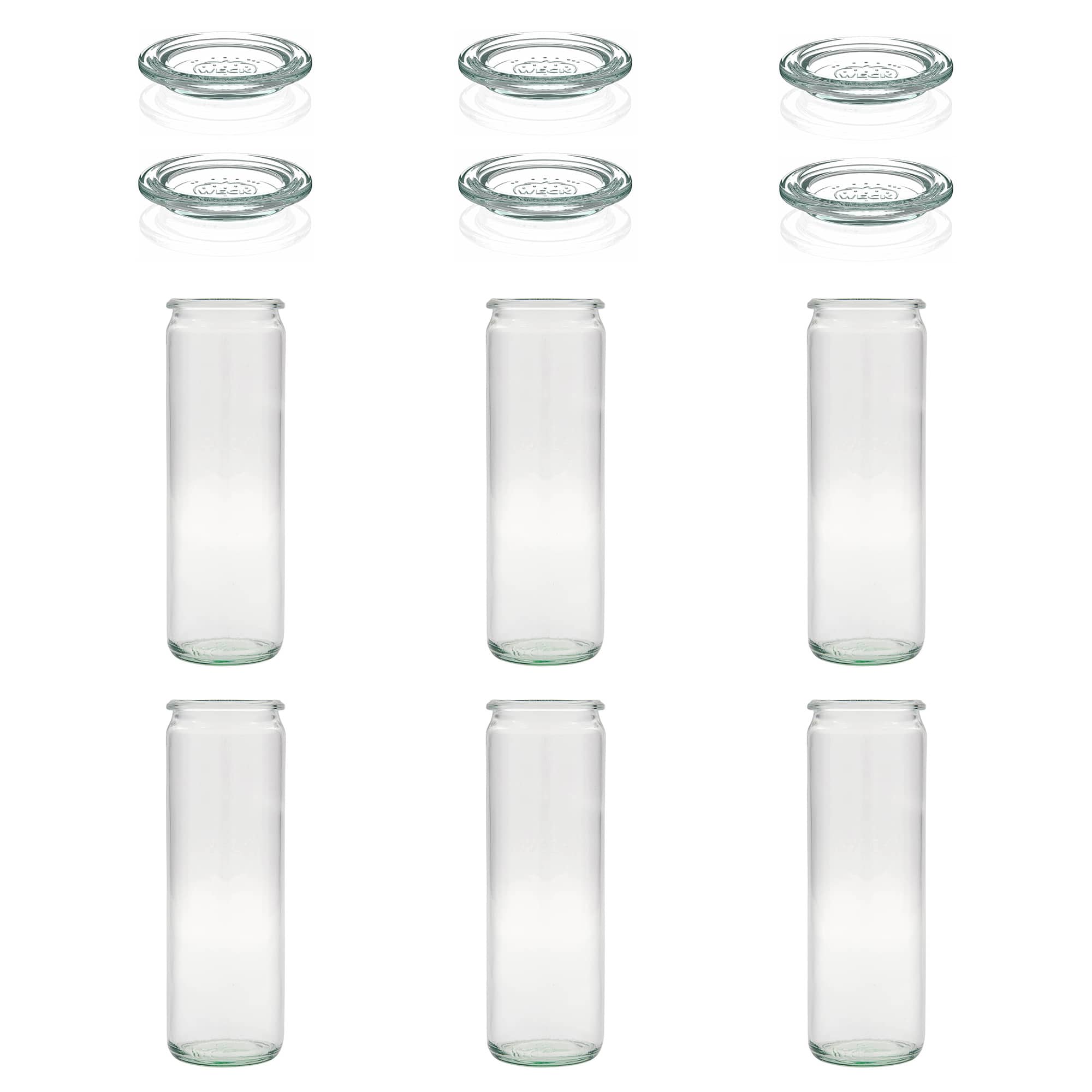 6x 600 ml WECK cylinder jar with glass lid RR 60