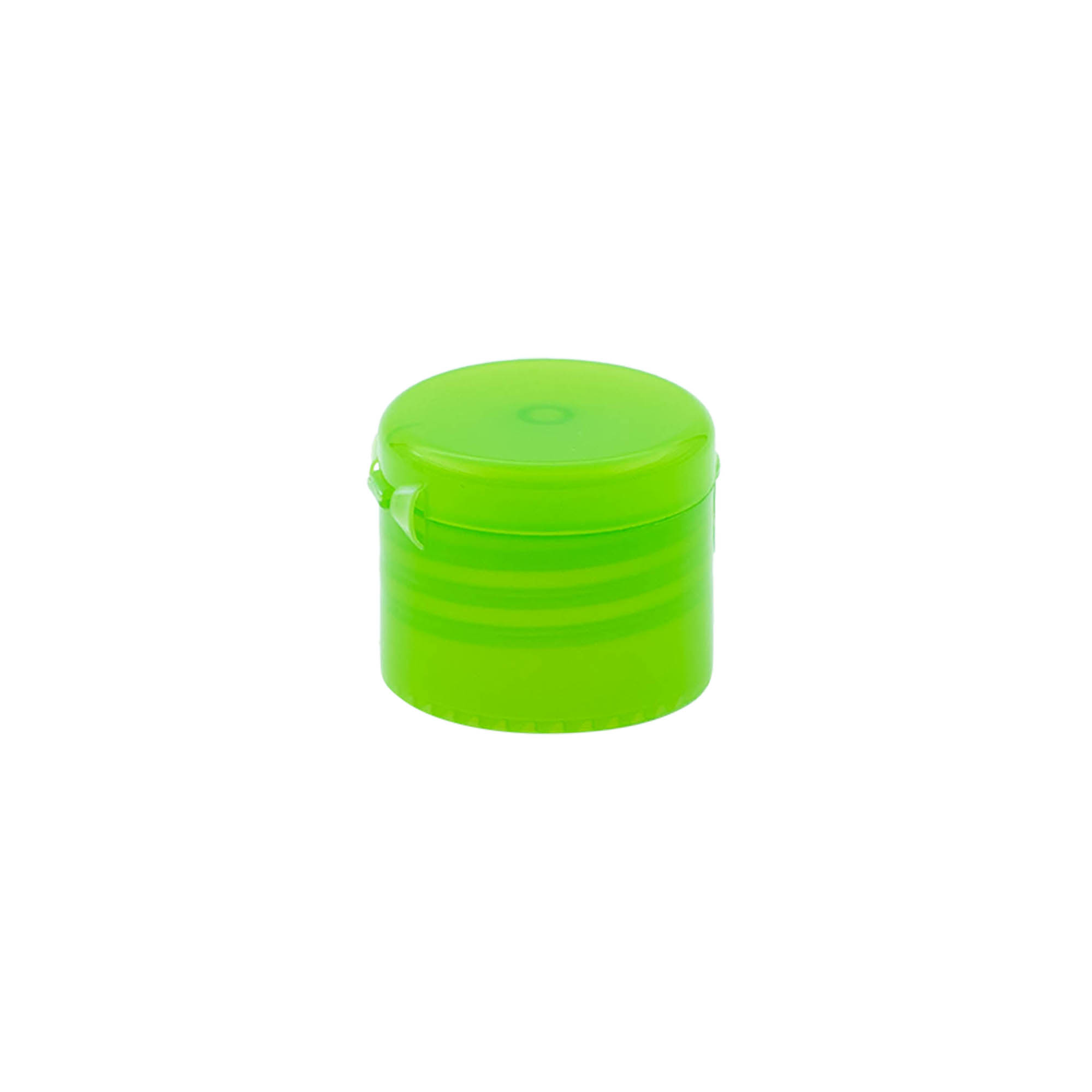 Screw cap with hinge, PP plastic, green, for opening: 24/410