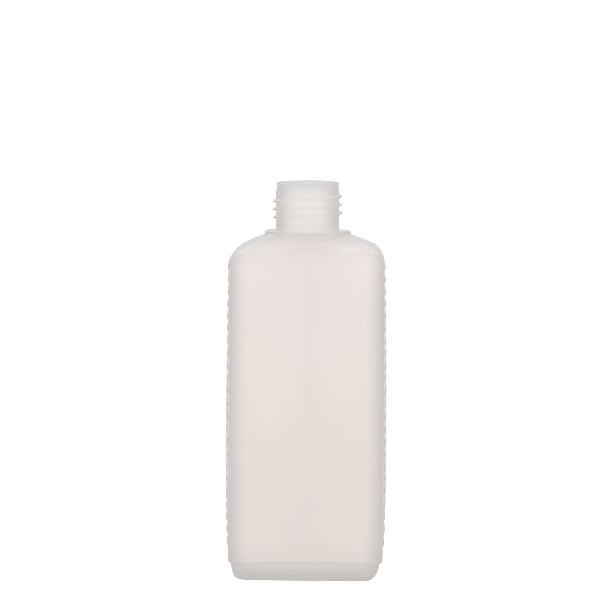 250 ml canister bottle, rectangular, HDPE plastic, natural, opening: DIN 25 EPE 250 ml canister bottle, rectangular, HDPE plastic, natural, opening: DIN 25 EPE