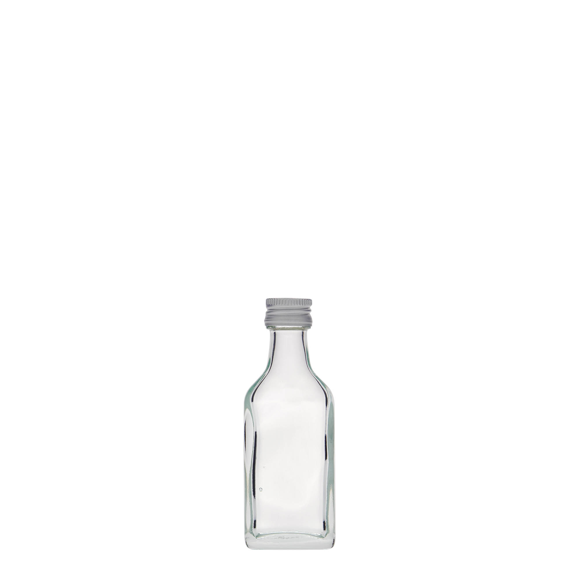 20 ml pocket bottle, rectangular, glass, opening: PP 18 20 ml pocket bottle, rectangular, glass, opening: PP 18