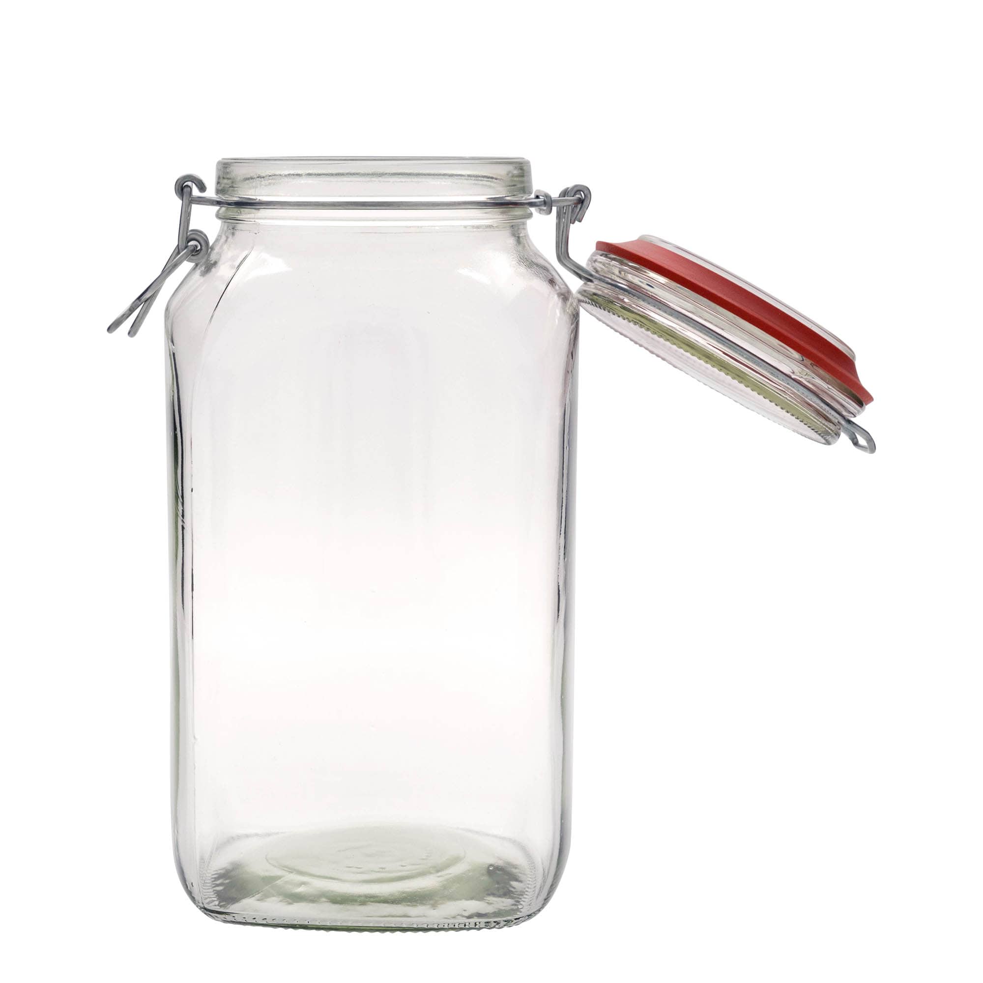 2,590 ml wire bail jar, square, opening: wire bail closure