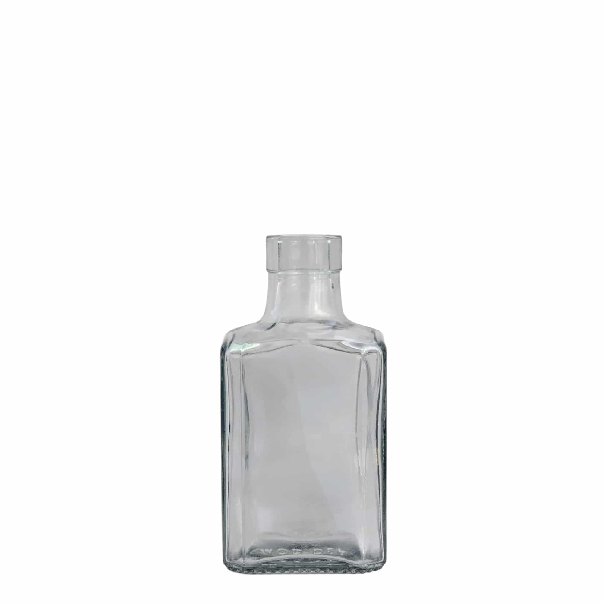 250 ml glass bottle ‘Decanter Quadro Oberband’, square, opening: cork