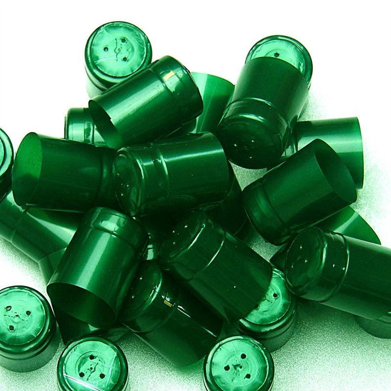 Shrink capsule 32x41, PVC plastic, emerald green Shrink capsule 32x41, PVC plastic, emerald green