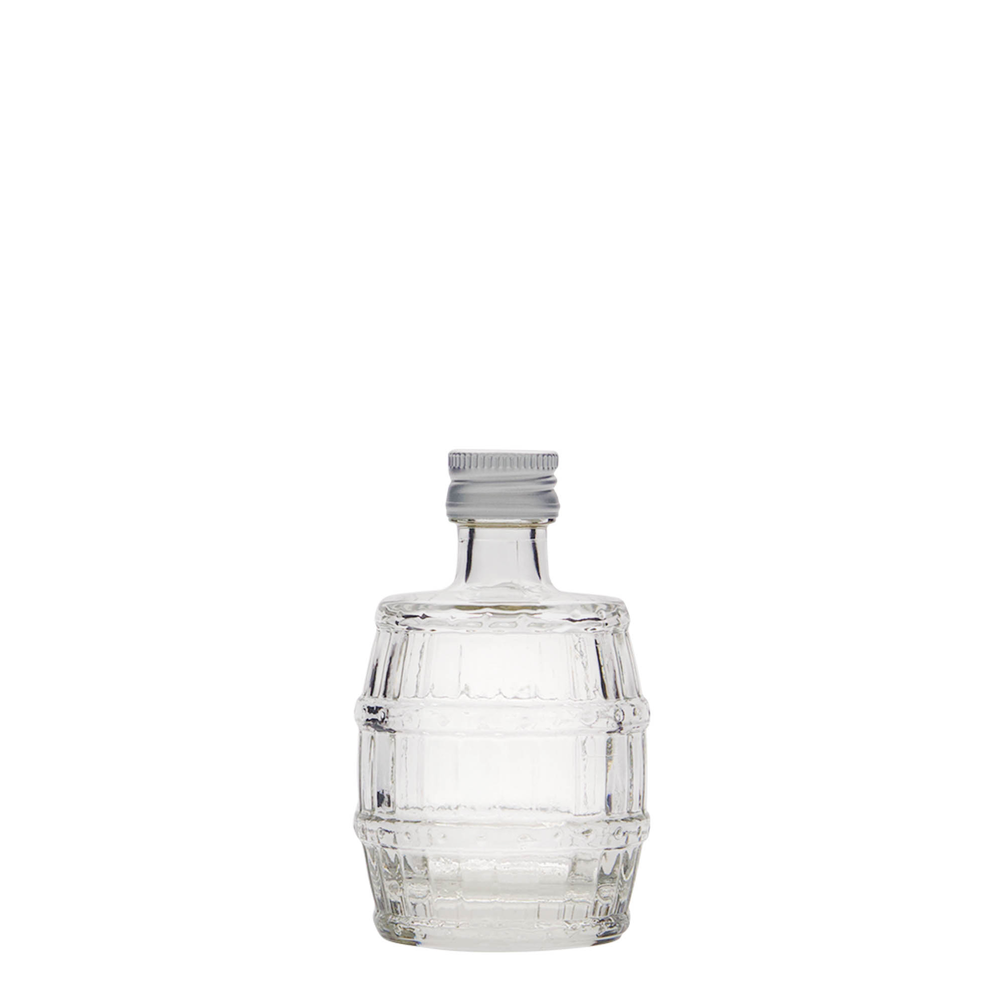50 ml glass bottle ‘barrel’, opening: PP 18