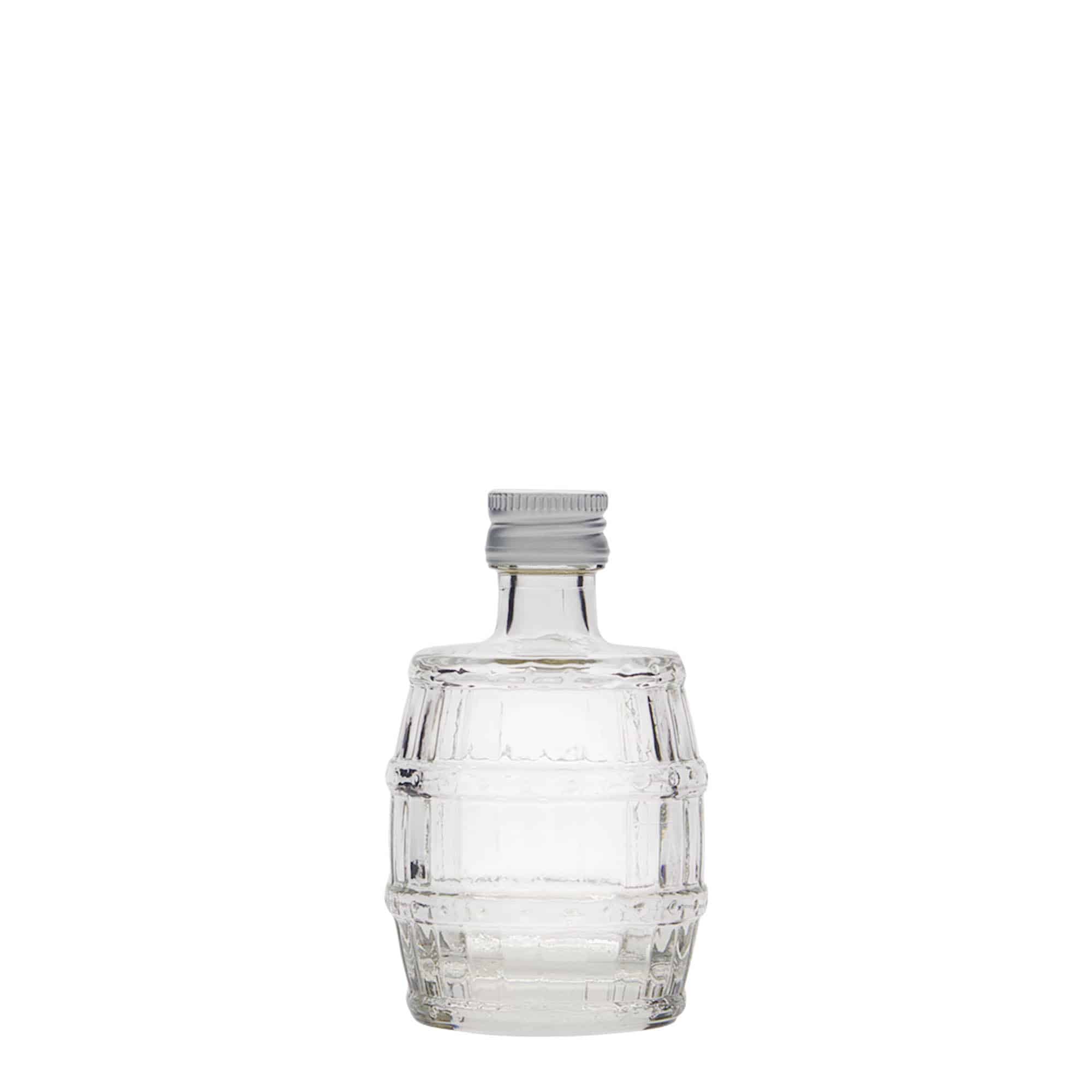 50 ml glass bottle ‘barrel’, opening: PP 18