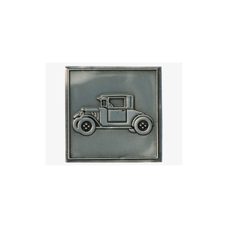 Tin label 'Oldtimer', square, metal, silver Tin label 'Oldtimer', square, metal, silver
