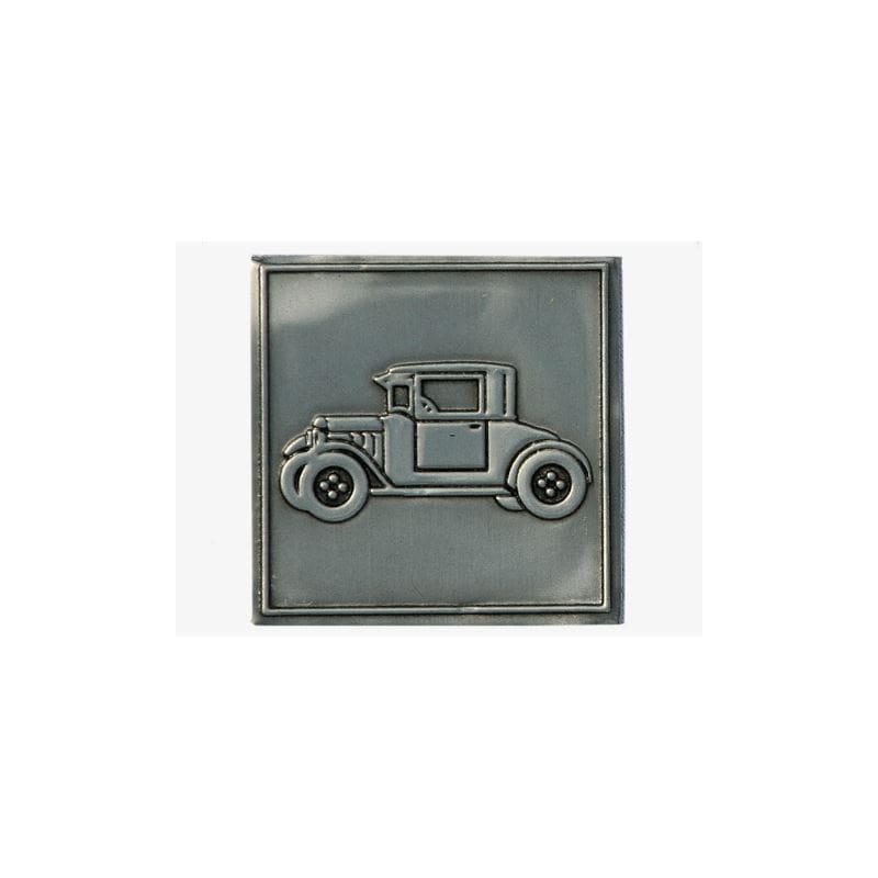 Tin label ‘Oldtimer’, square, metal, silver