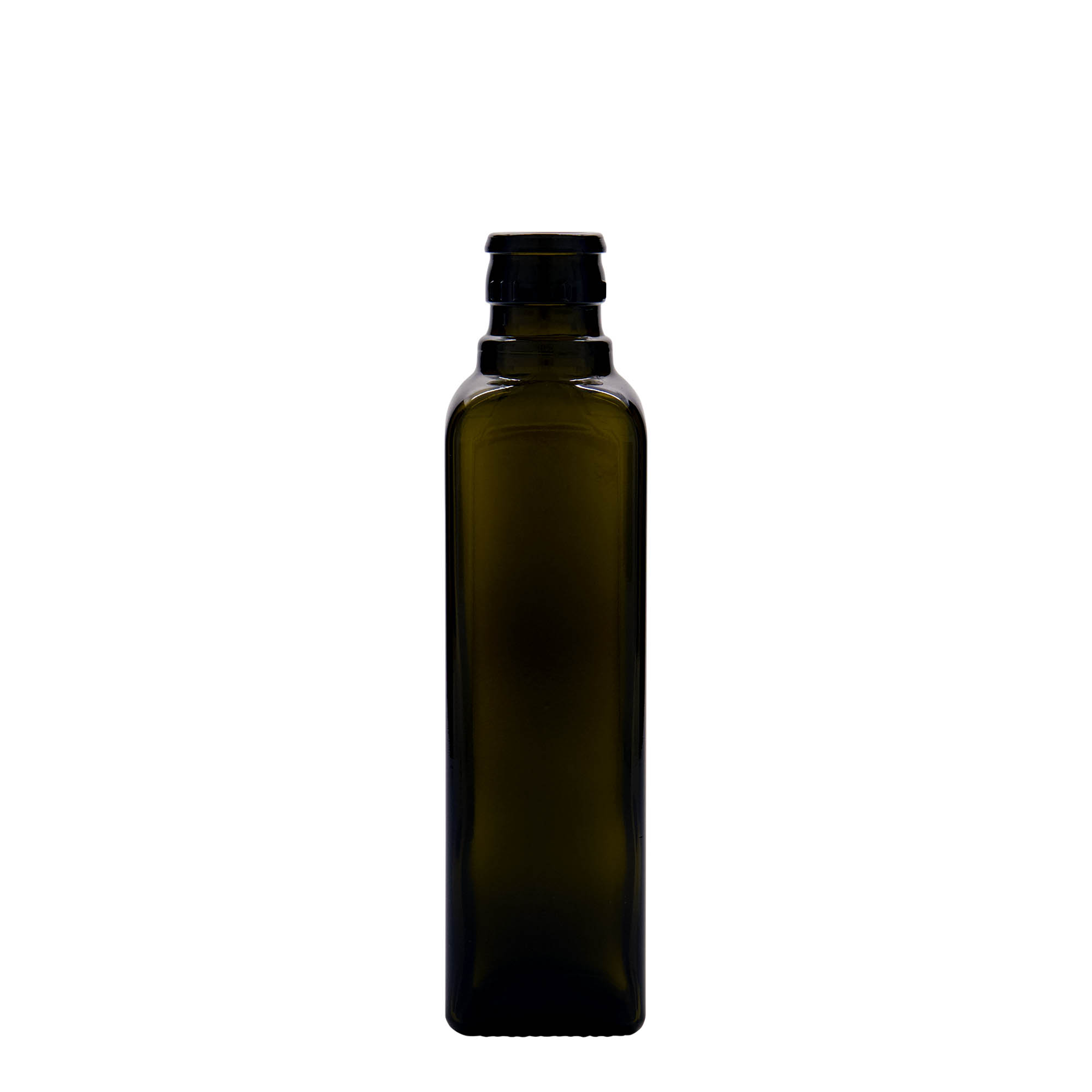 250 ml vinegar/oil bottle 'Quadra', glass, square, antique green, opening: DOP