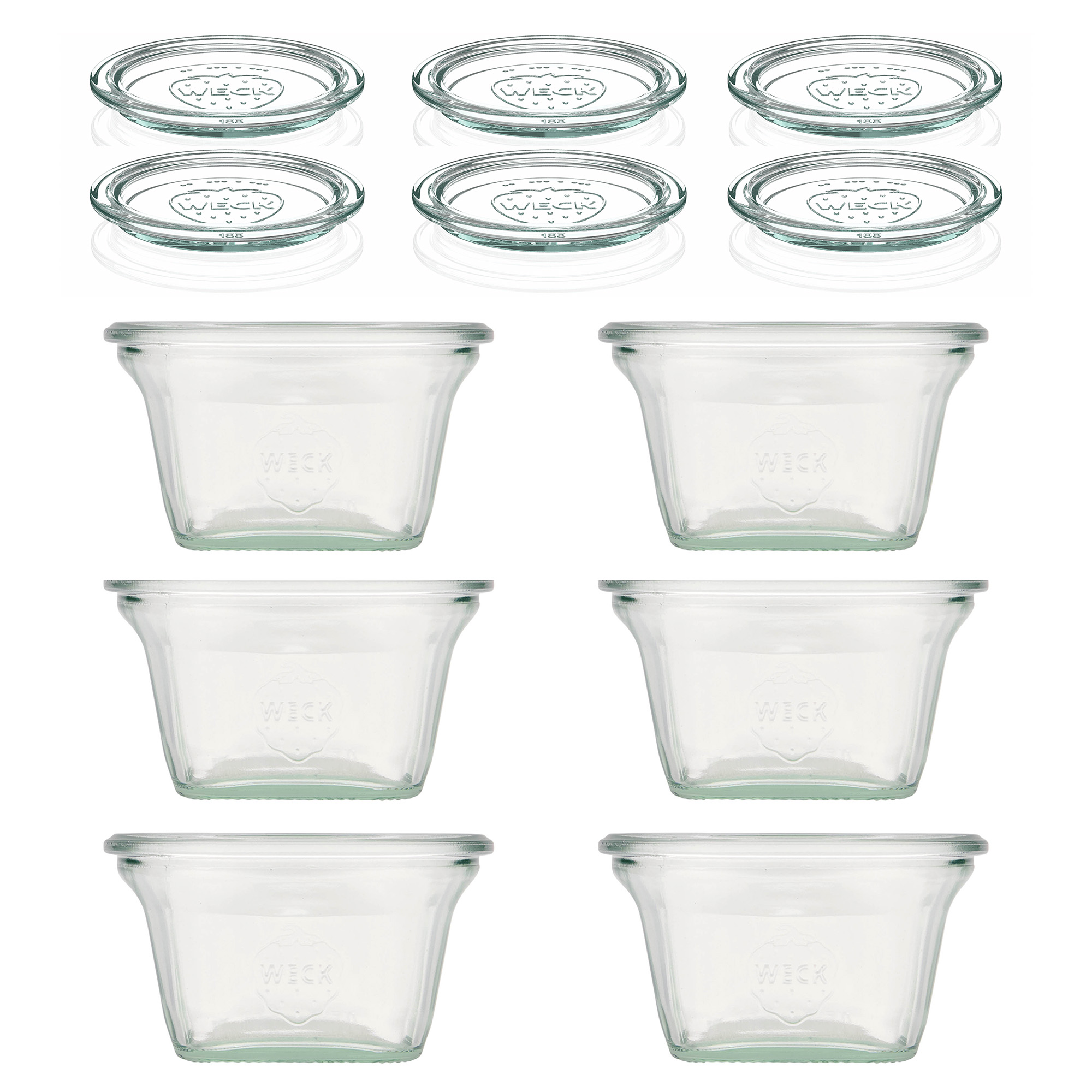 6x 290 ml WECK Quadro jar with glass lid RR 100