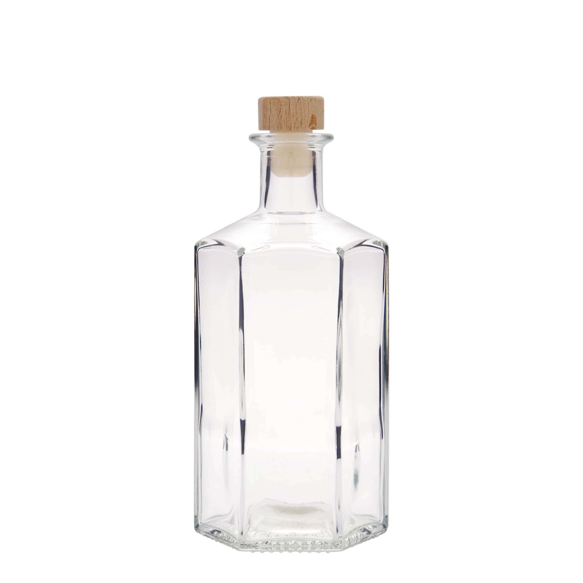 500 ml glass bottle apothecary ‘Jimmy’, hexagonal, opening: cork