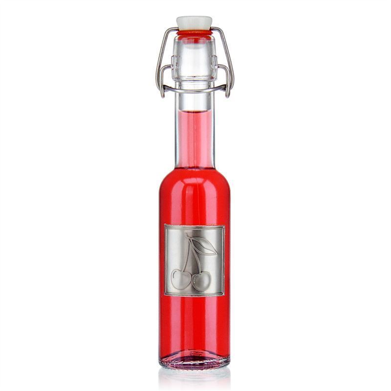 Tin label 'Cherry', square, metal, silver