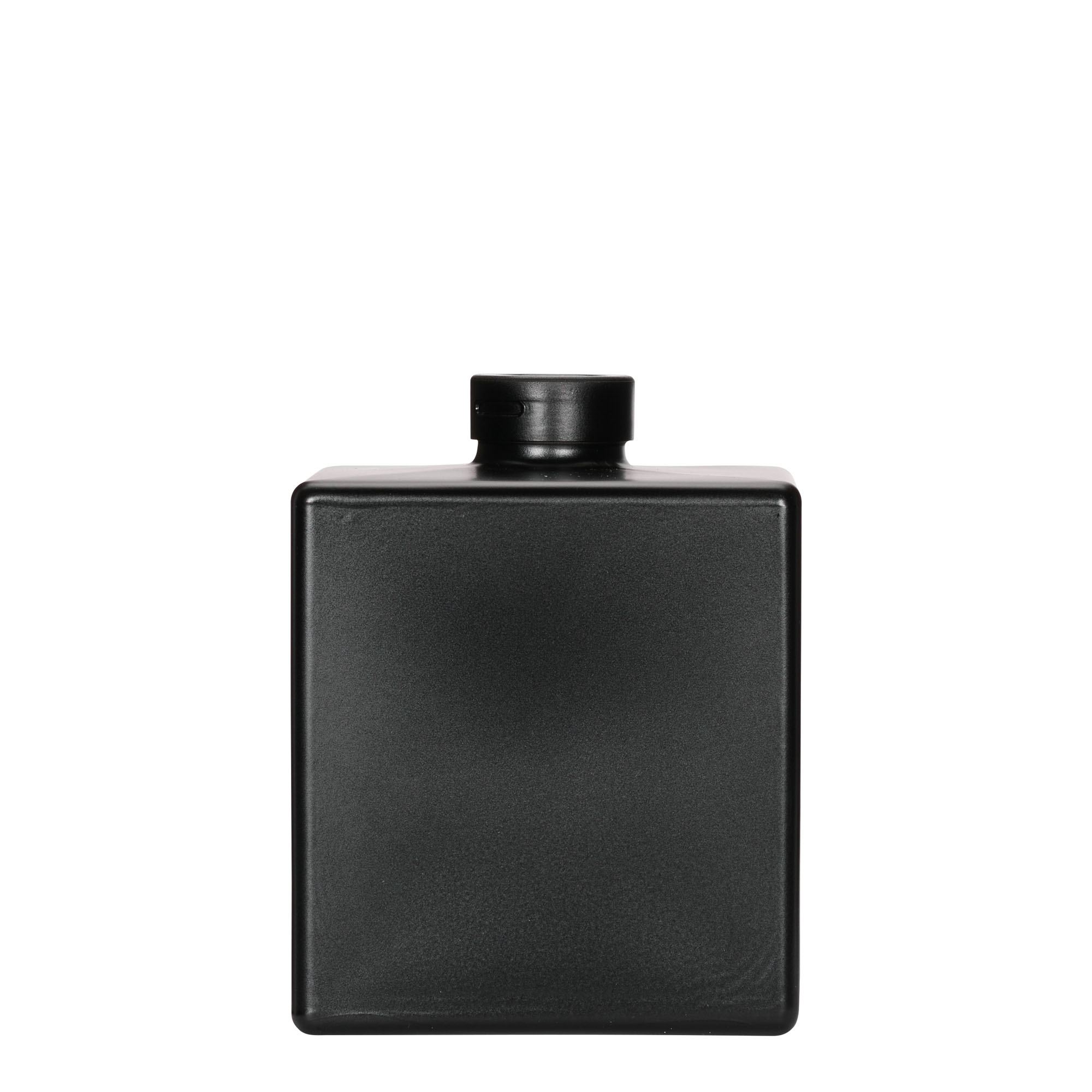 500 ml glass bottle ‘Cube’, square, black, opening: cork