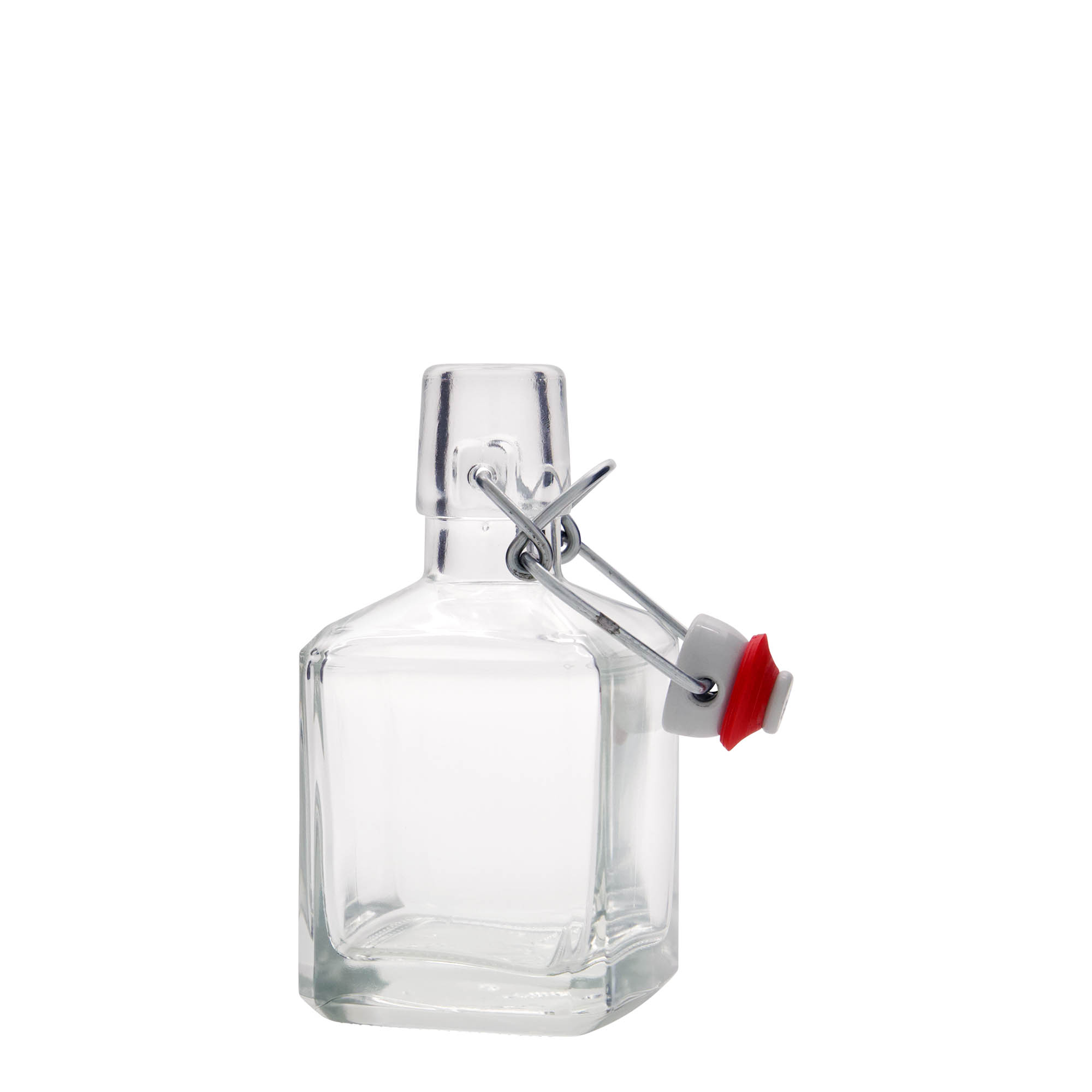 200 ml glass bottle ‘Kubica’, square, opening: swing top closure