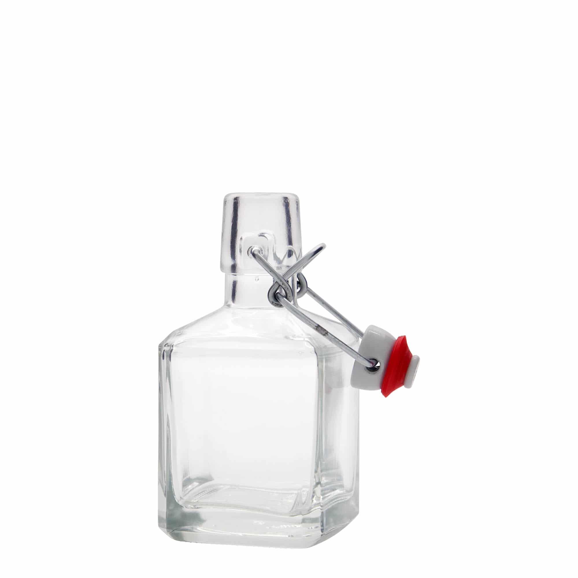 200 ml glass bottle ‘Kubica’, square, opening: swing top closure