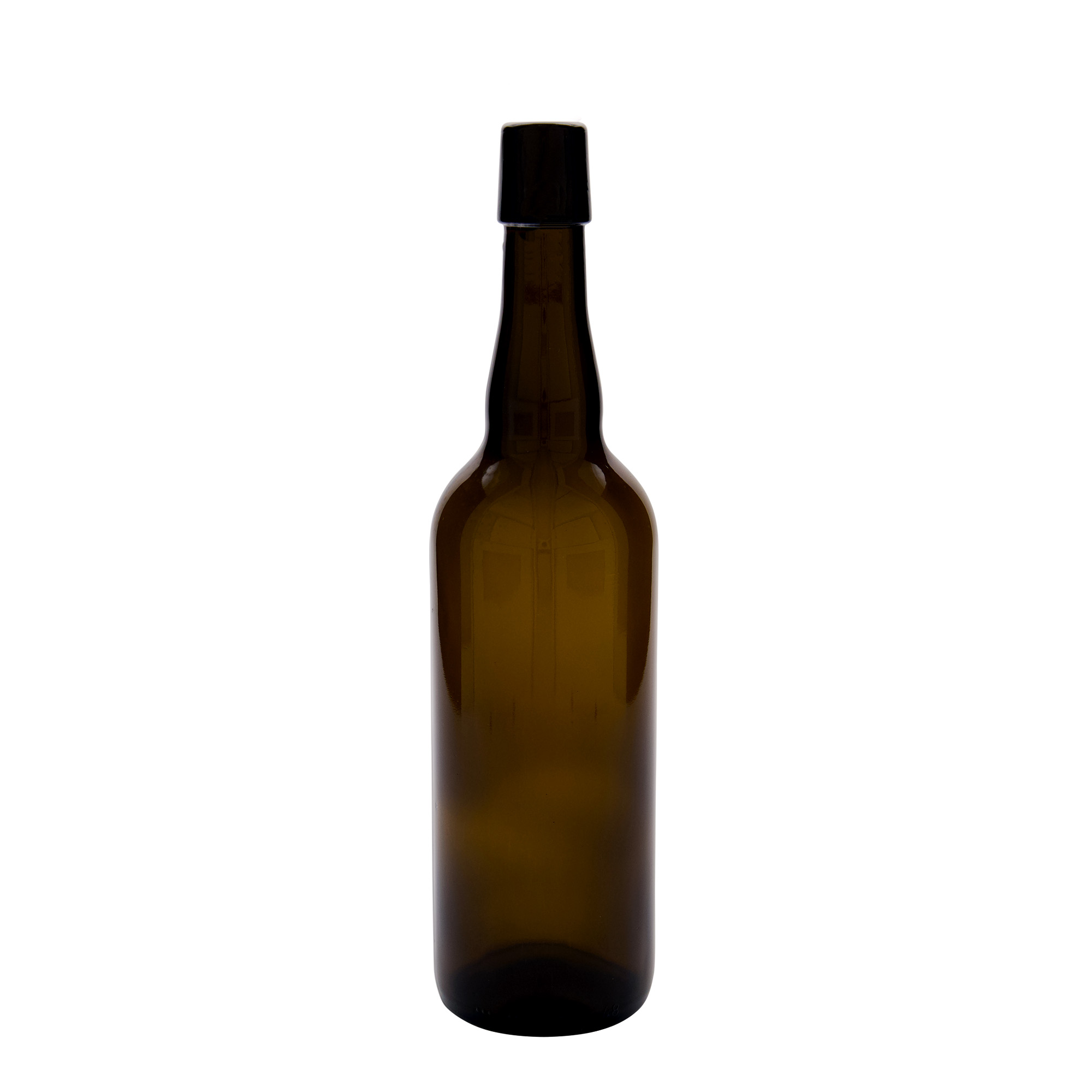 750 ml beer bottle Belgium, glass, brown, opening: swing top closure