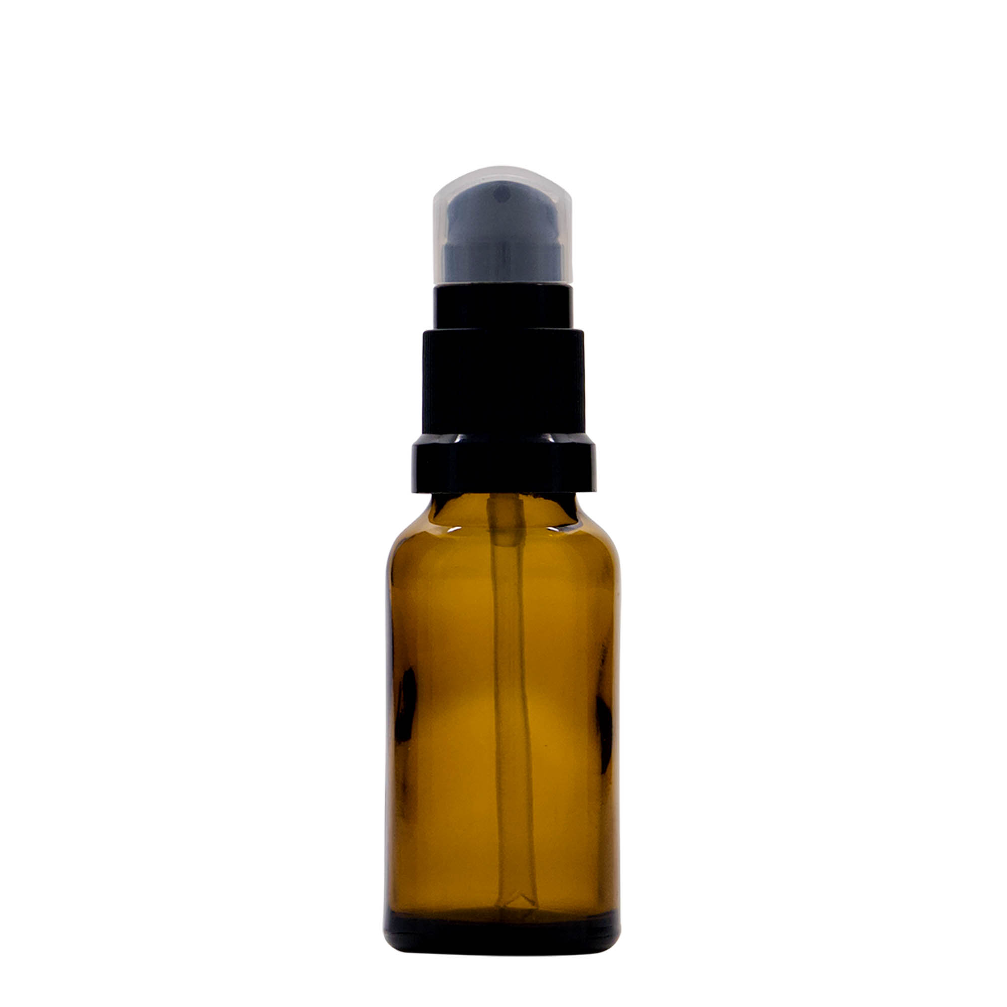 20 ml medicine bottle with lotion pump, glass, brown, opening: DIN 18 20 ml medicine bottle with lotion pump, glass, brown, opening: DIN 18