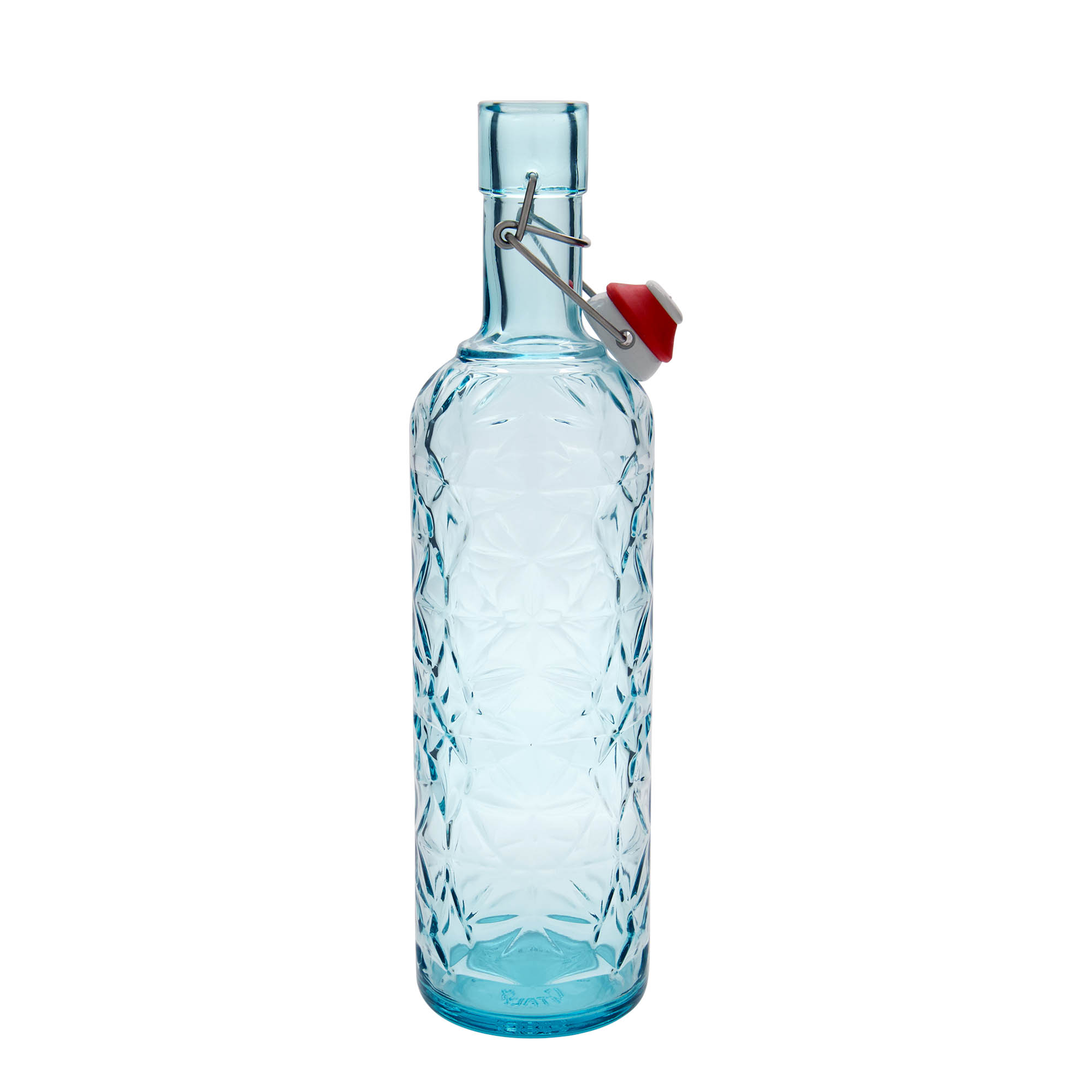 1,000 ml glass bottle ‘Oriente’, azure blue, opening: swing top closure