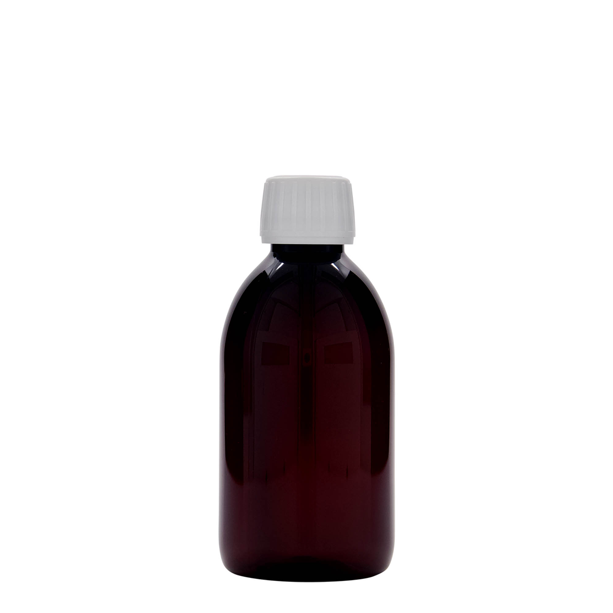250 ml PET medical bottle, brown, plastic, opening: PP 28