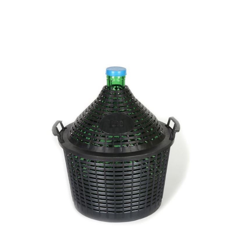 10 l narrow-necked balloon bottle, glass, green, opening: slip lid