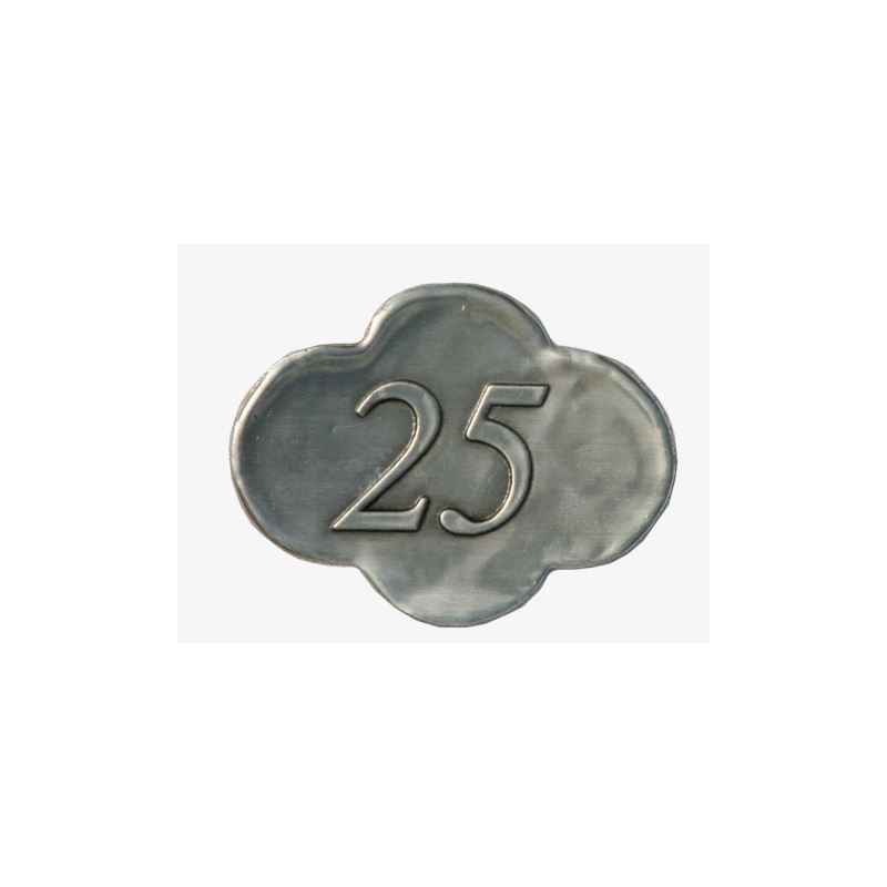 Pewter tag '25', metal, silver Pewter tag '25', metal, silver