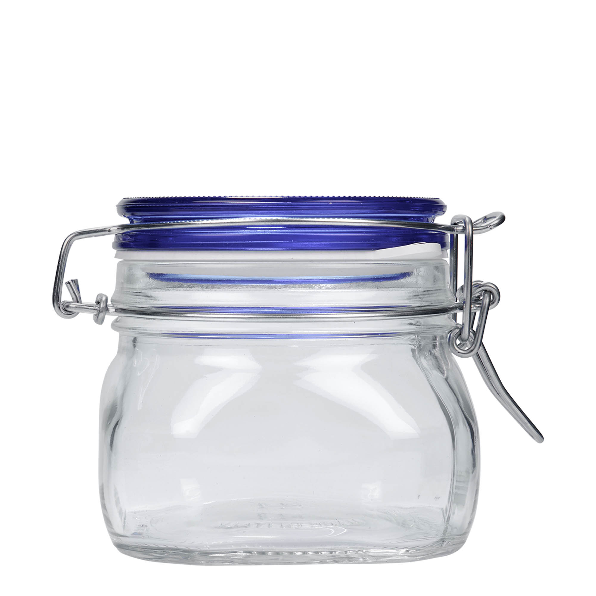 500 ml wire bail jar 'Fido' Blue Top, square, opening: wire bail closure