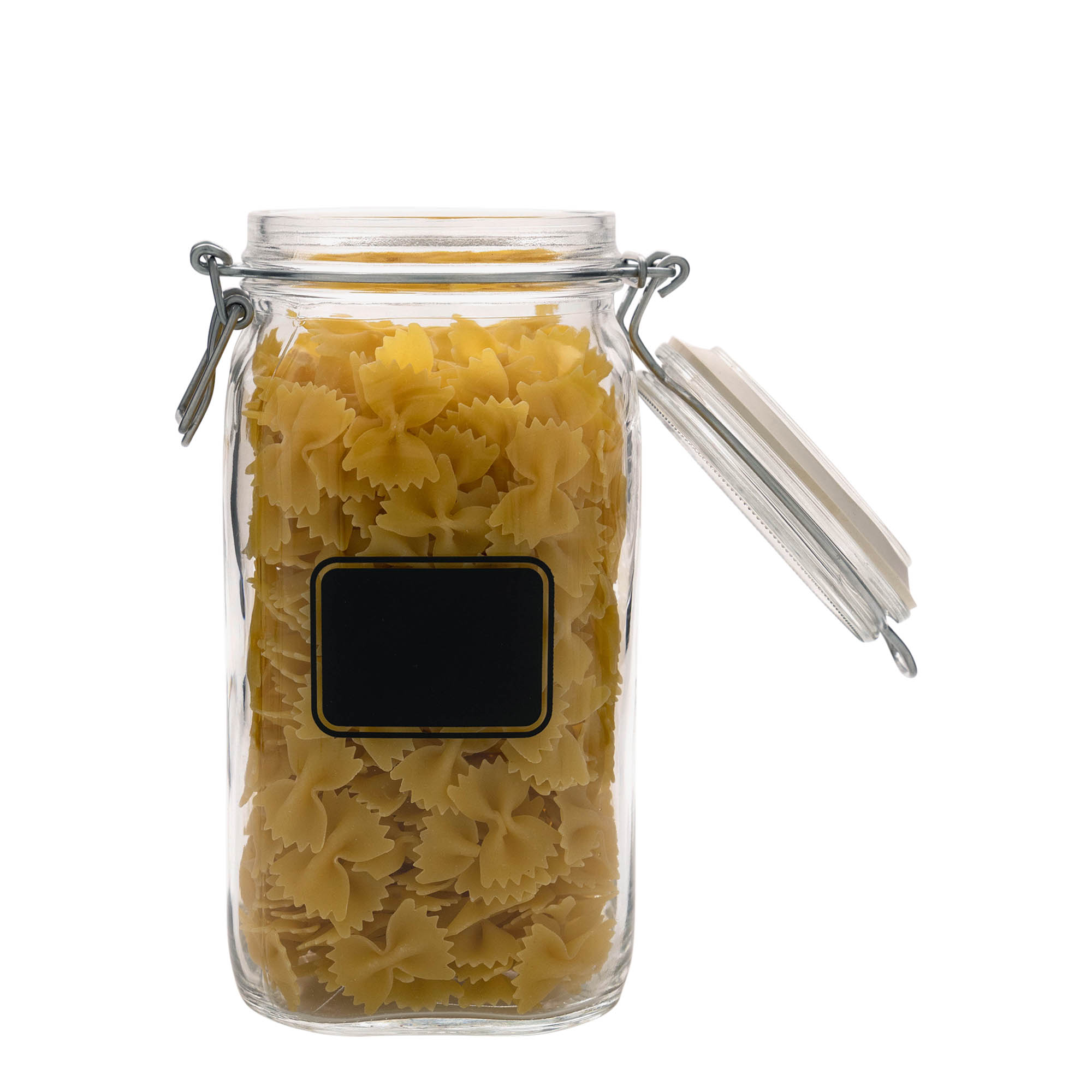 1,500 ml wire bail jar 'Fido', motif: label field, square, opening: wire bail closure