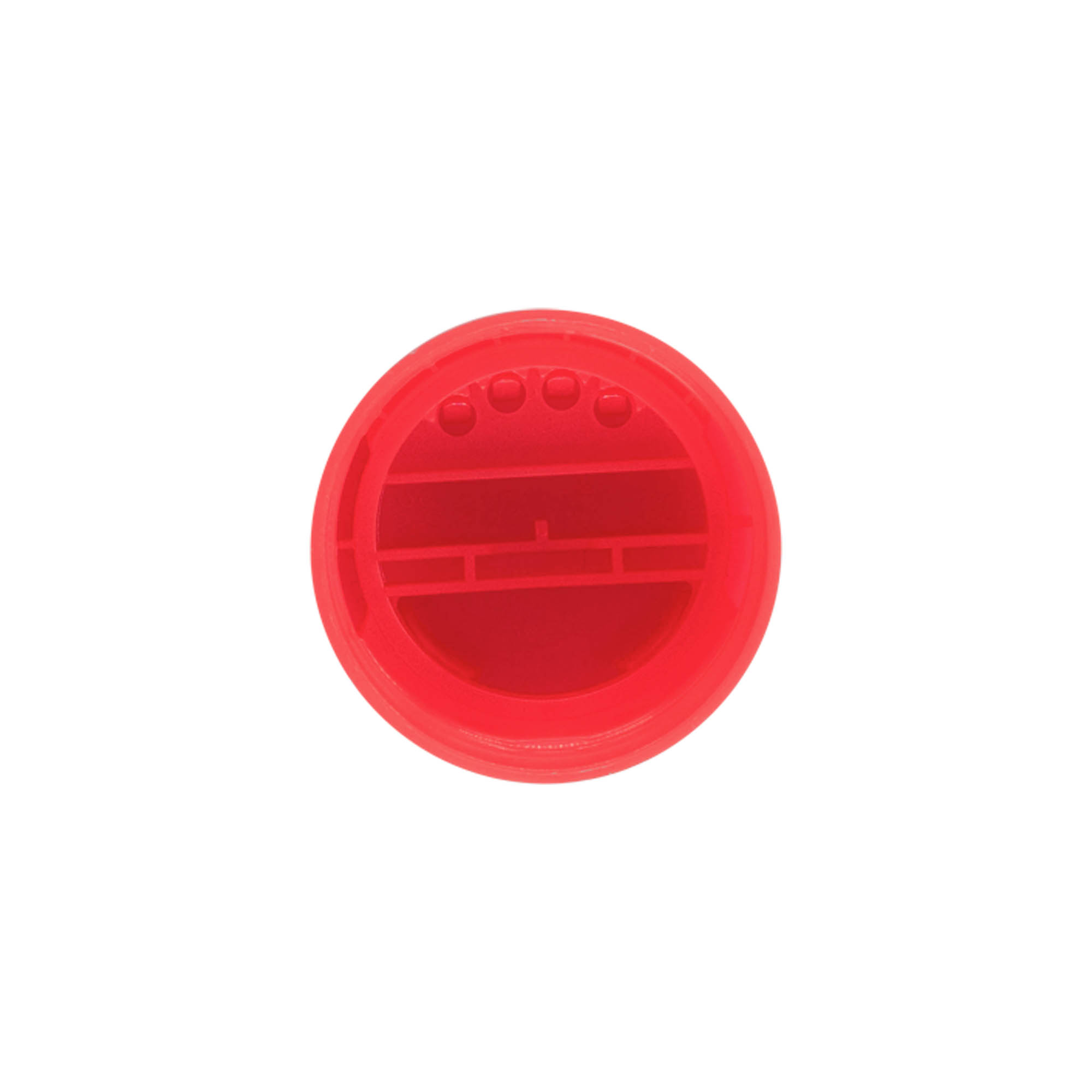 Shaker cap for spice jar, PP plastic, red, for opening: 38/400